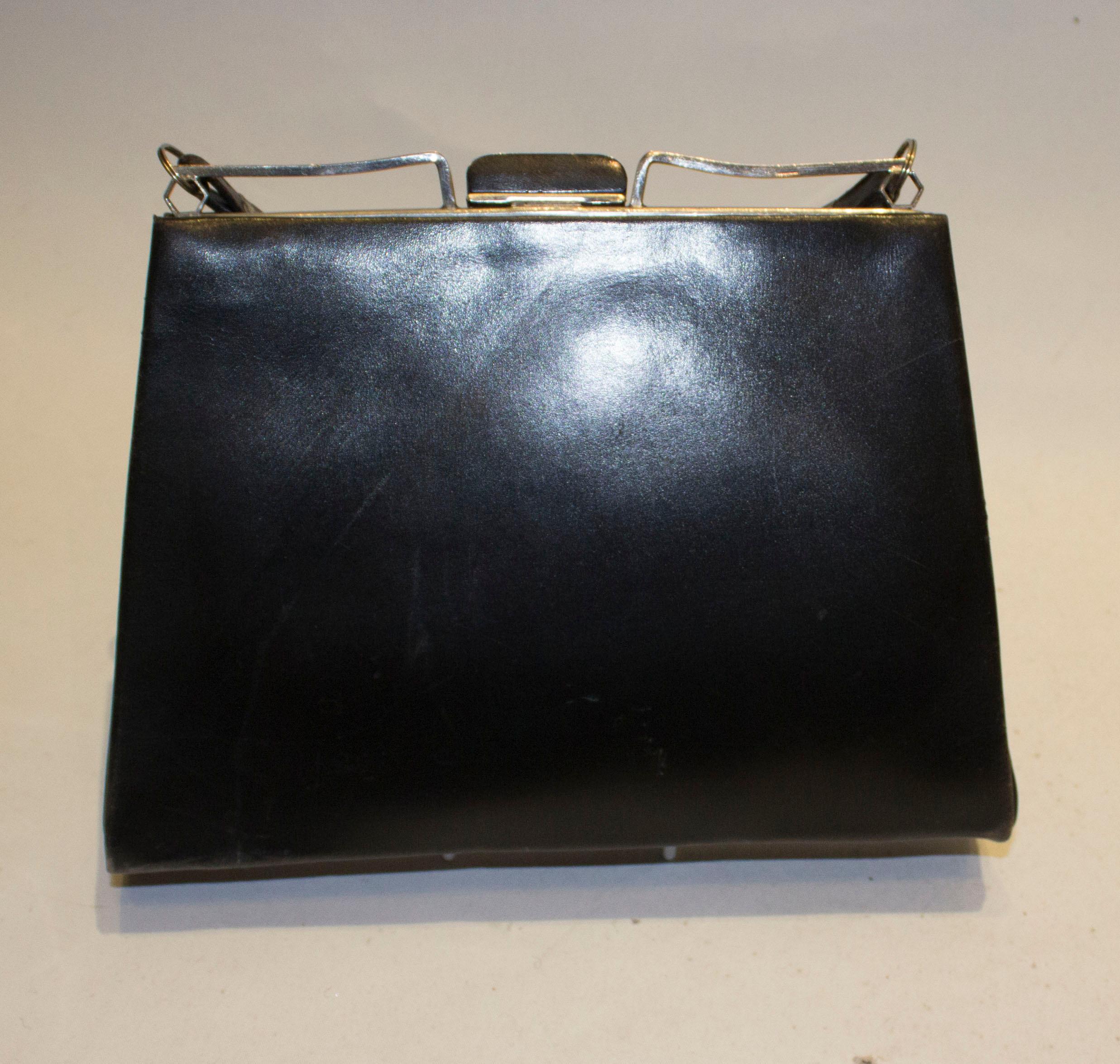 Vintage Black  Laether Art Deco Bag 1