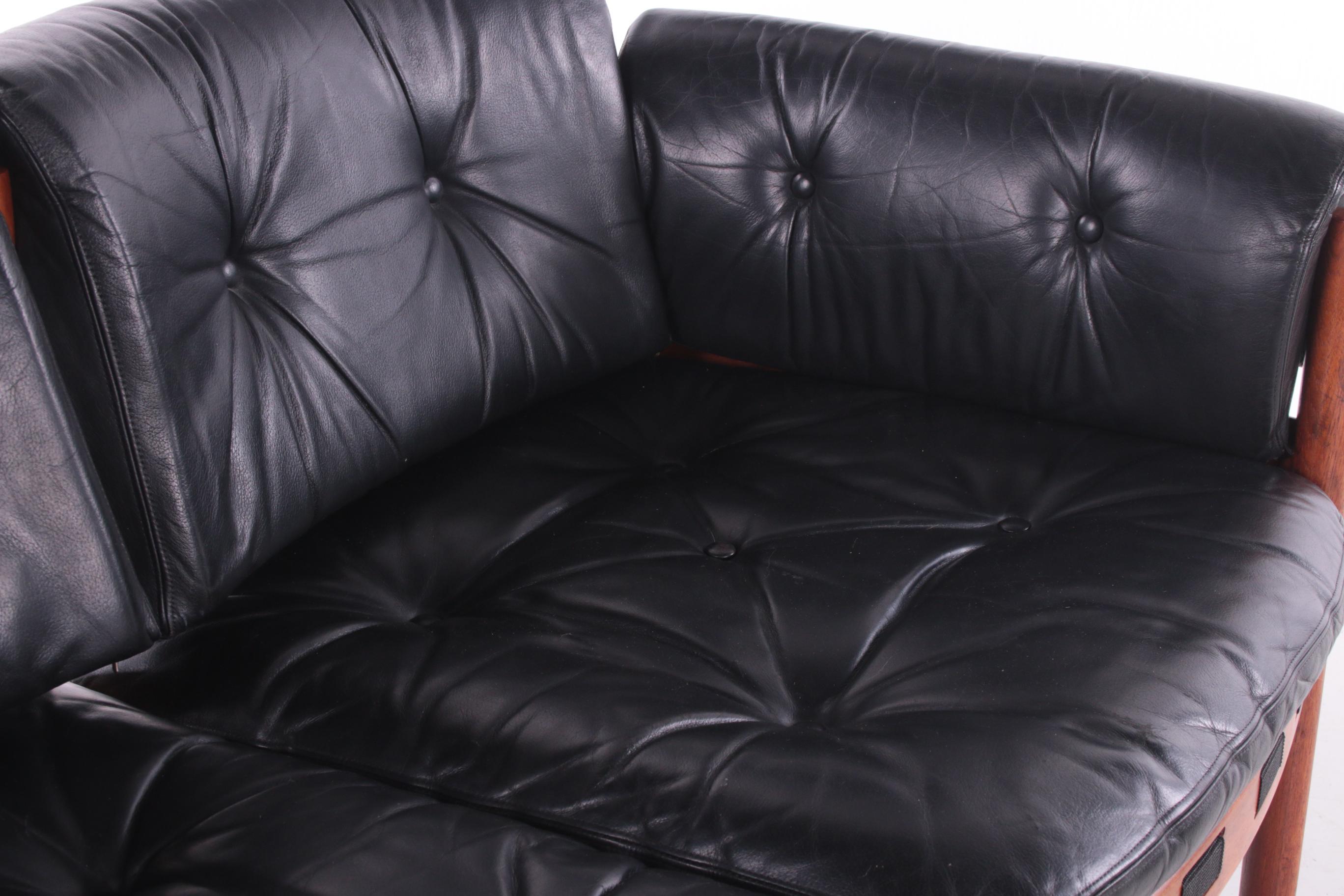 Vintage Black Leather 2 Seater Sofa by Sven Ellekaer for Coja, 1960s 1