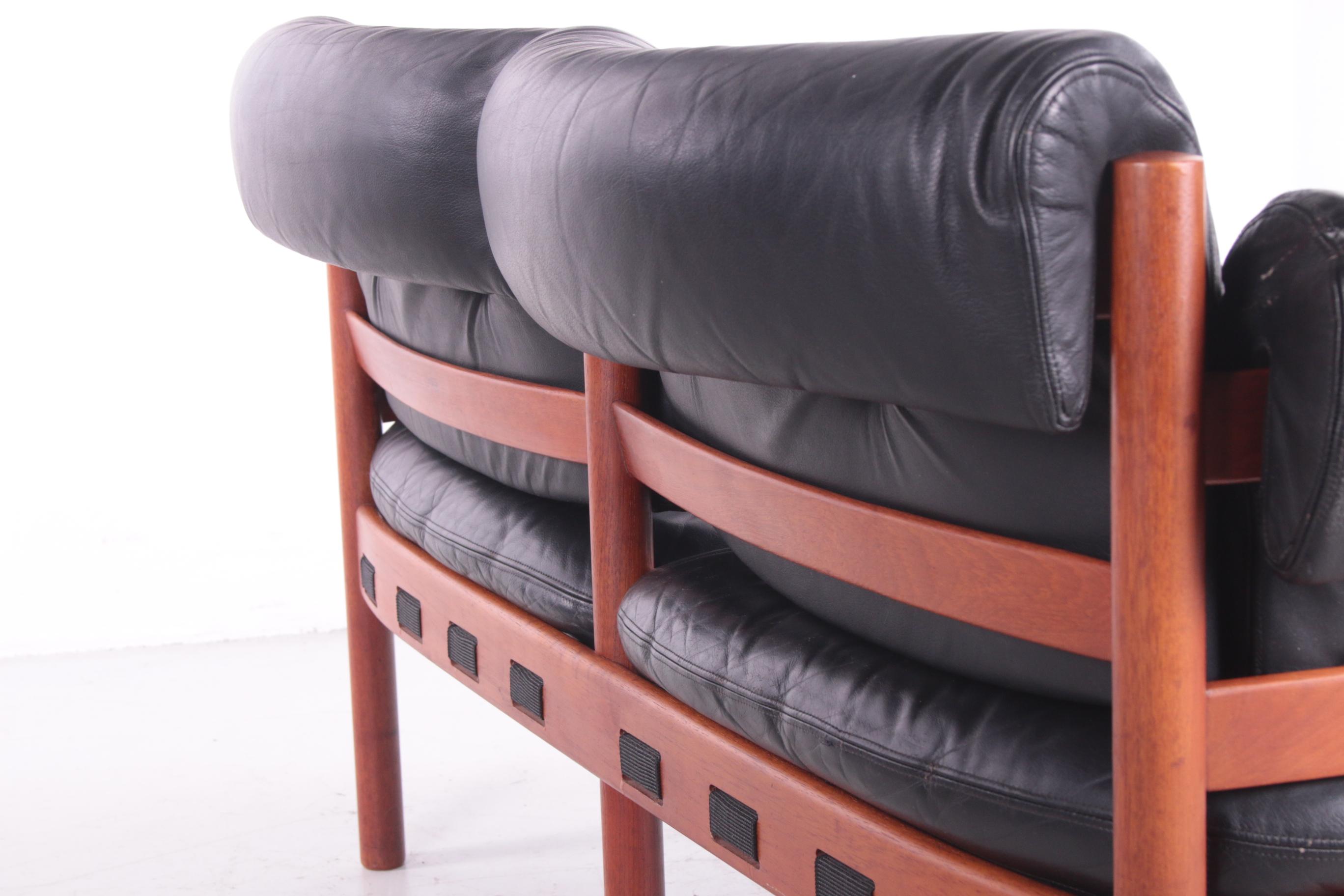Vintage Black Leather 2 Seater Sofa by Sven Ellekaer for Coja, 1960s 2