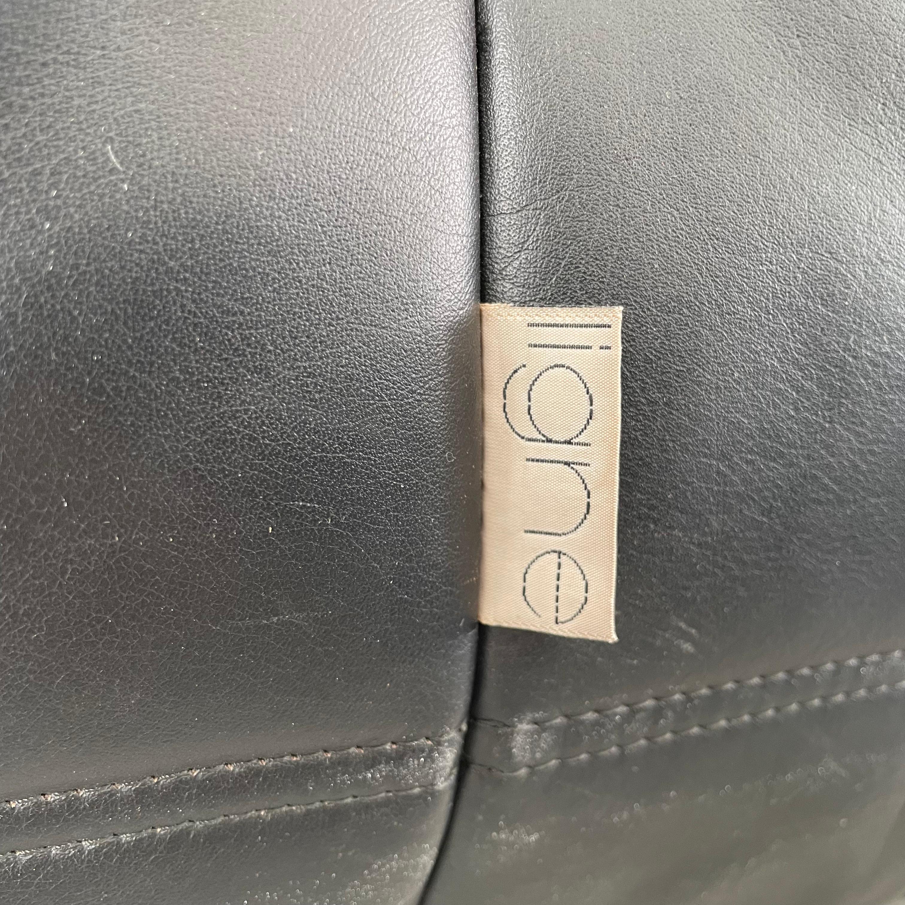 Vintage Black Leather 3 Seater Togo by Ligne Roset 6