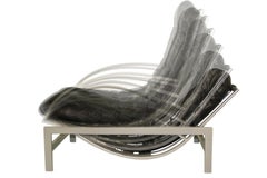 Vintage-Loungesessel aus schwarzem Leder und Metall von Guy Lefevre, verstellbar