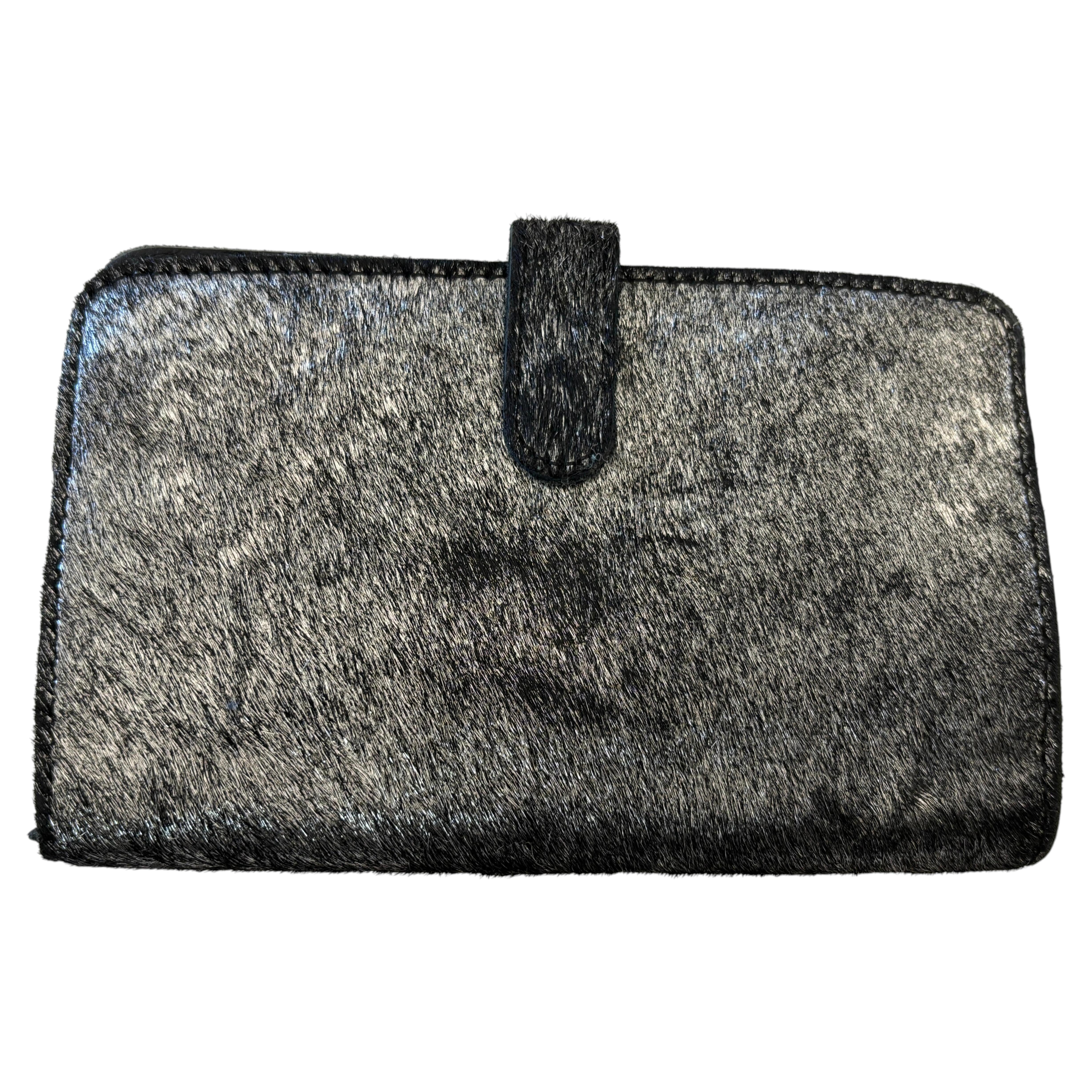 Vintage Black Leather and Pony Hair Linea Pelle Wallet For Sale