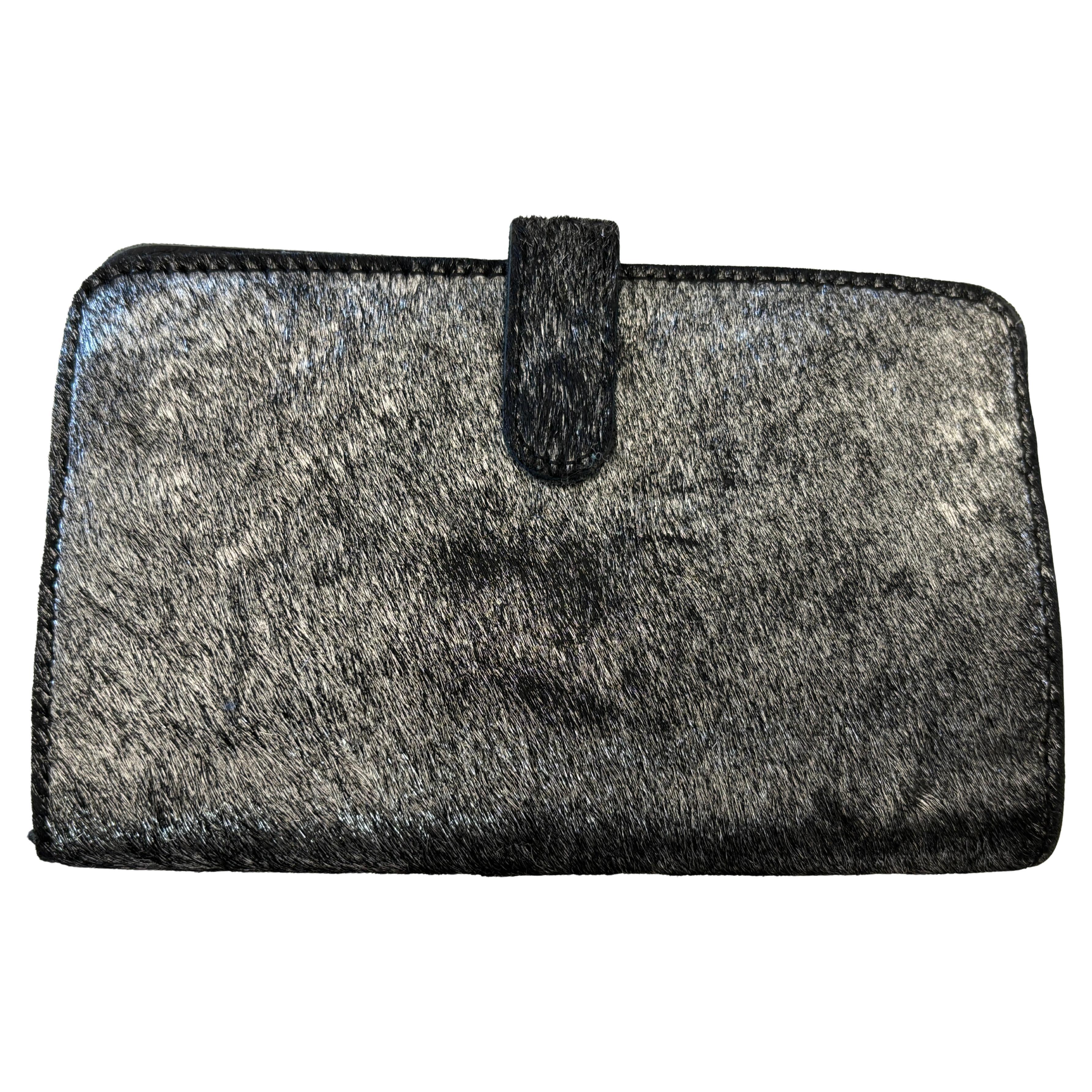 Cartera vintage Linea Pelle de piel negra y pelo de poni en venta