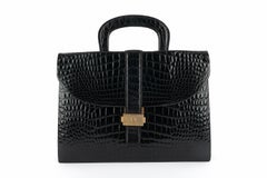 Schwarze Vintage-Ledertasche / Aktentasche in Schwarz