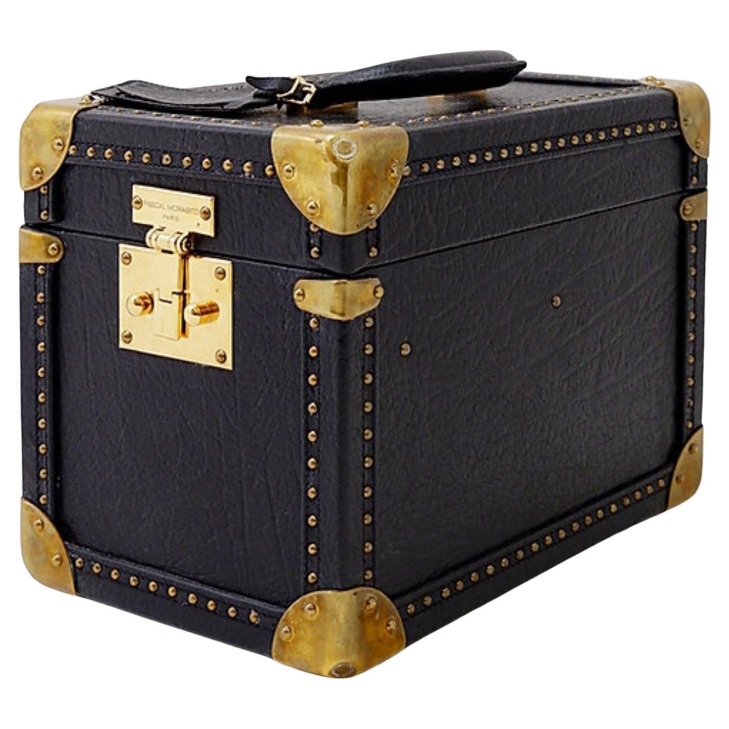 Vintage black leather beauty case, Pascal Morabito - 1980s
