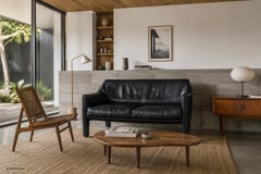 Divano Cab 415 in pelle nera vintage di Mario Bellini per Cassina