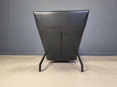 Chaise longue in pelle nera vintage di Peters Mally per CORS, anni '90