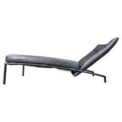 Vintage black leather chaise longue by Peter Mally for Cor, 1990s