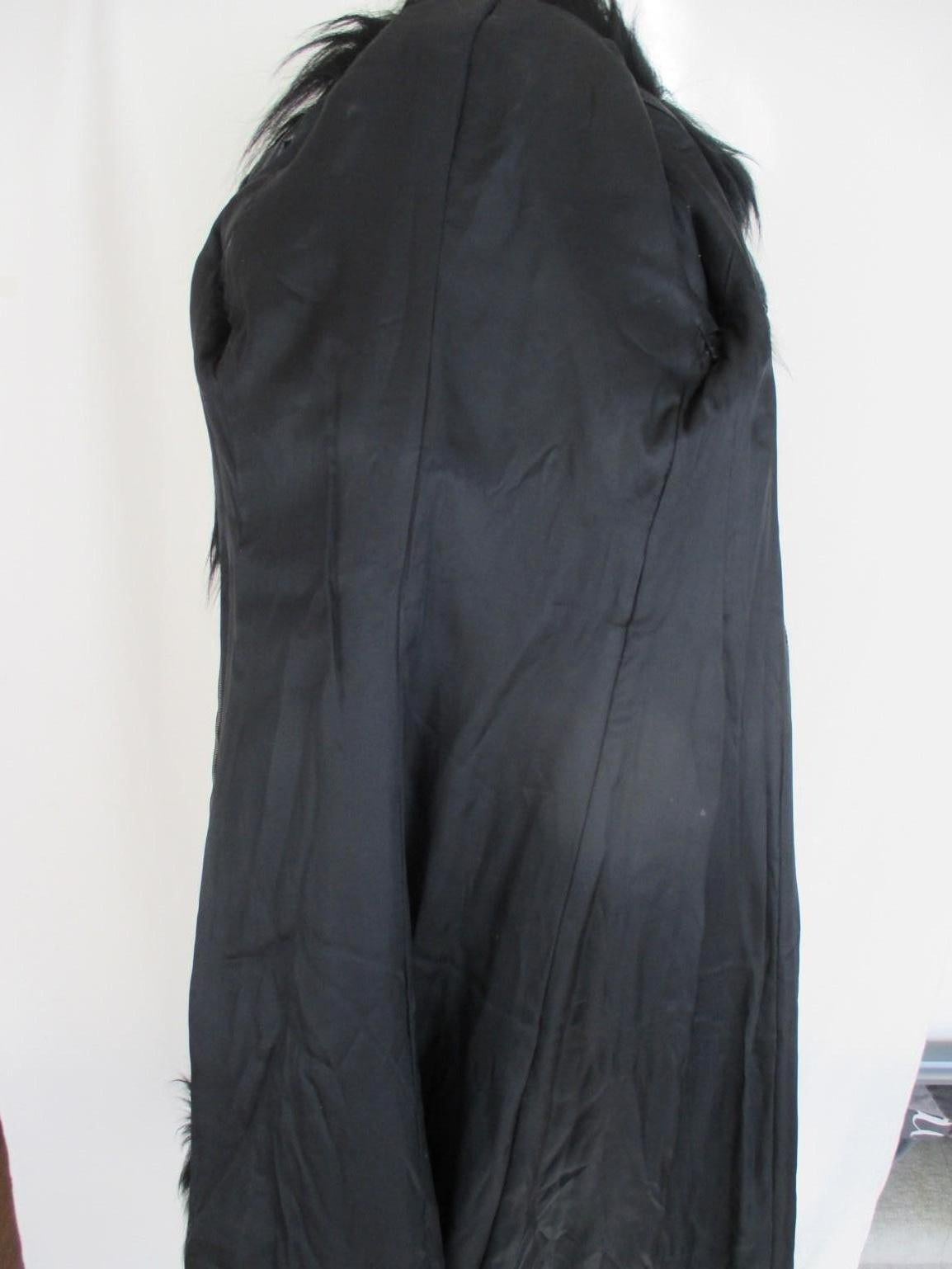 Vintage Black Leather coat with Fur For Sale 4