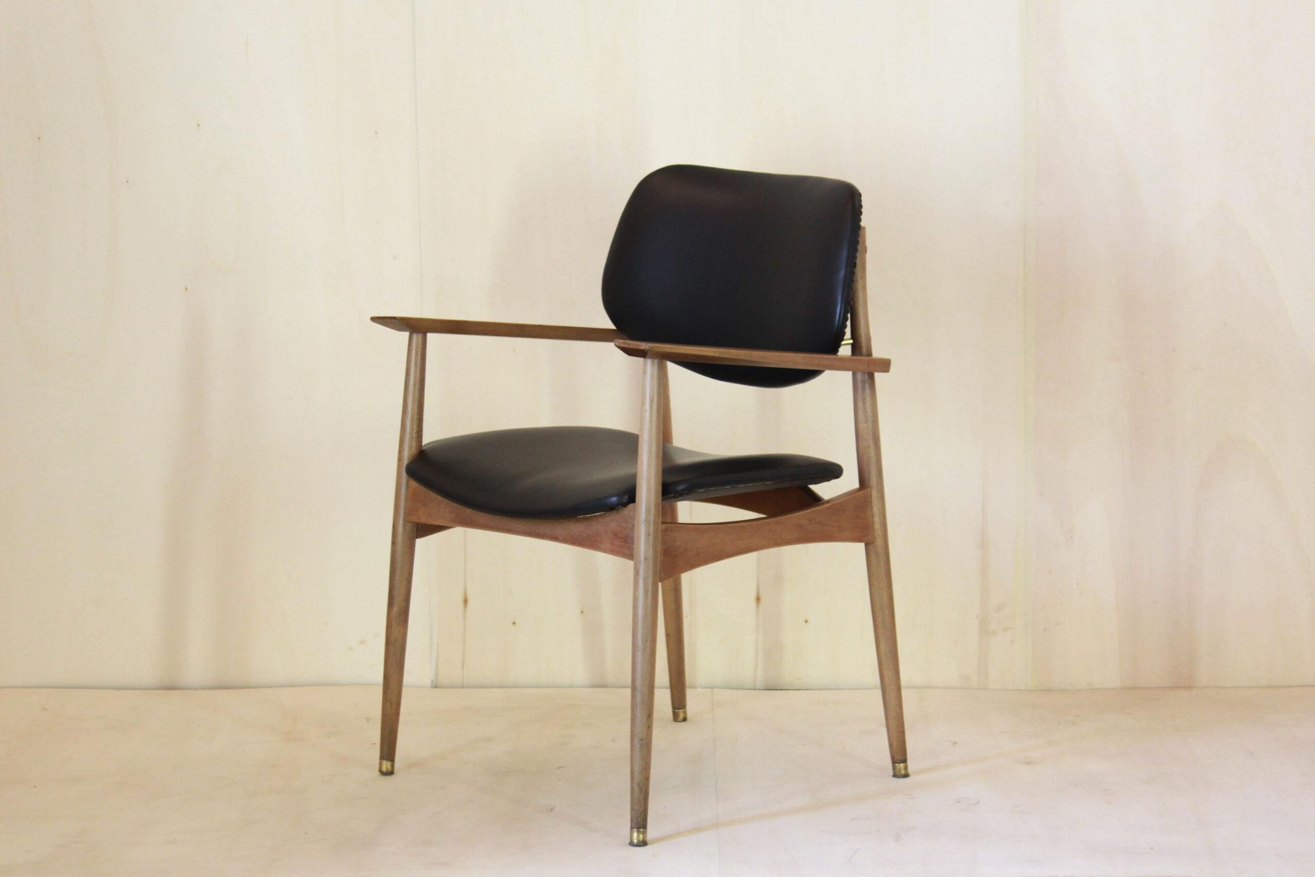 Vintage Black Leather Desk Office Chairs, Anonima Castelli For Sale 10