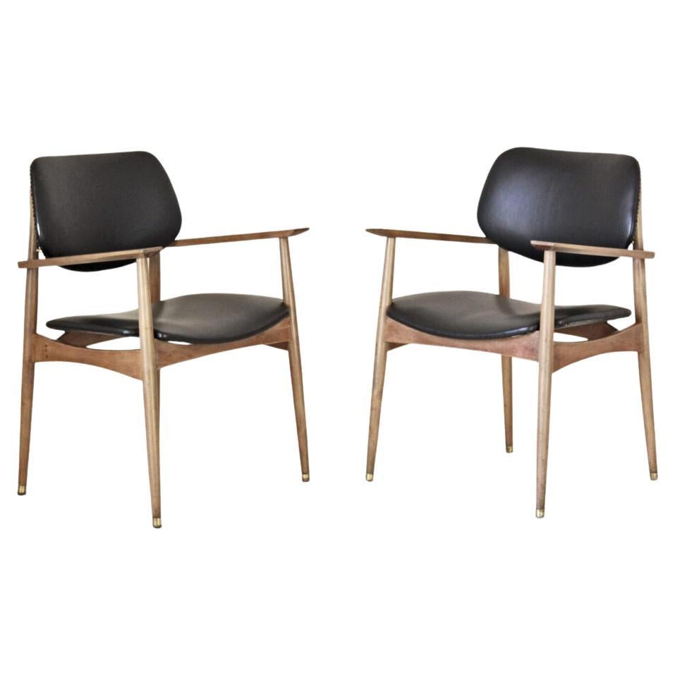 Vintage Black Leather Desk Office Chairs, Anonima Castelli