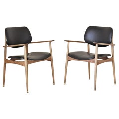Sillas de oficina vintage de cuero negro, Anonima Castelli