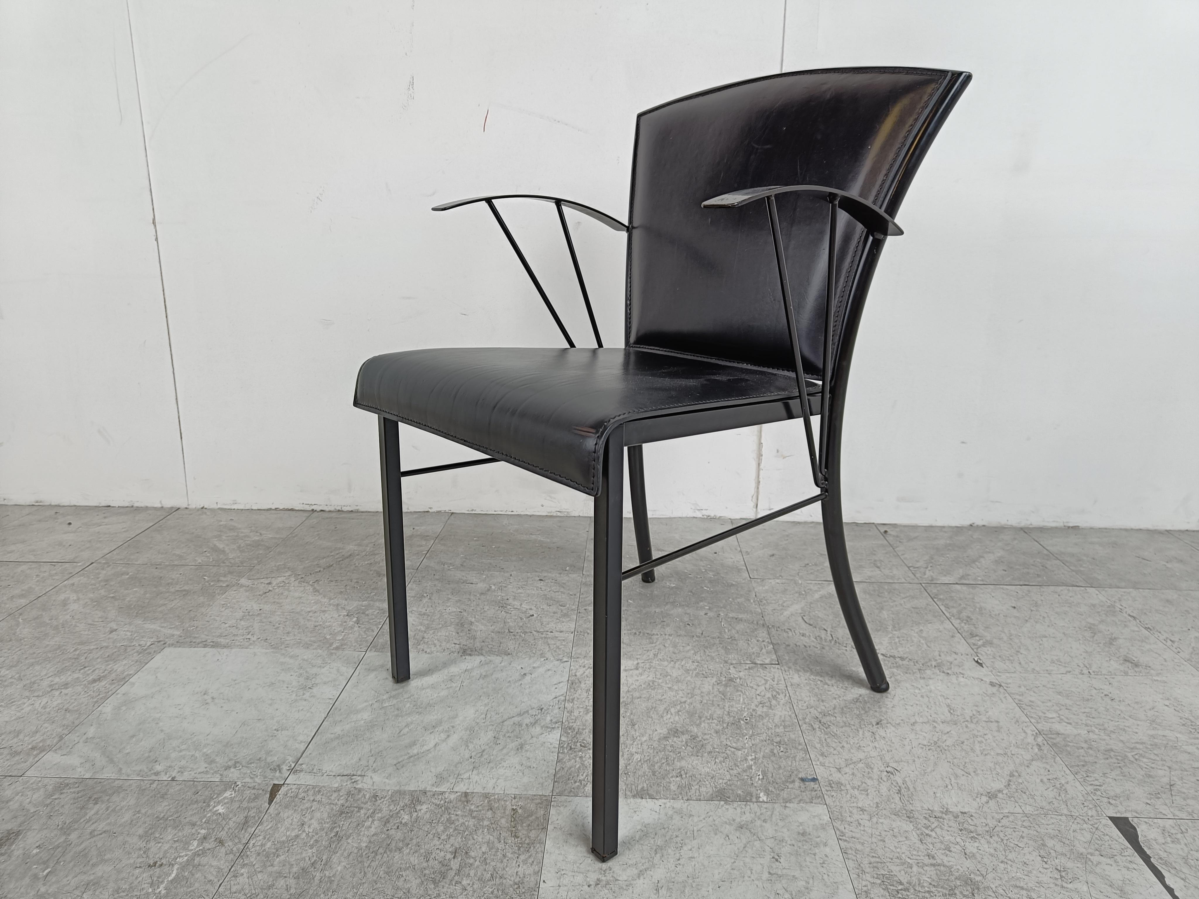 Vintage Black Leather Dining Chairs by Arrben, 1980s For Sale 4