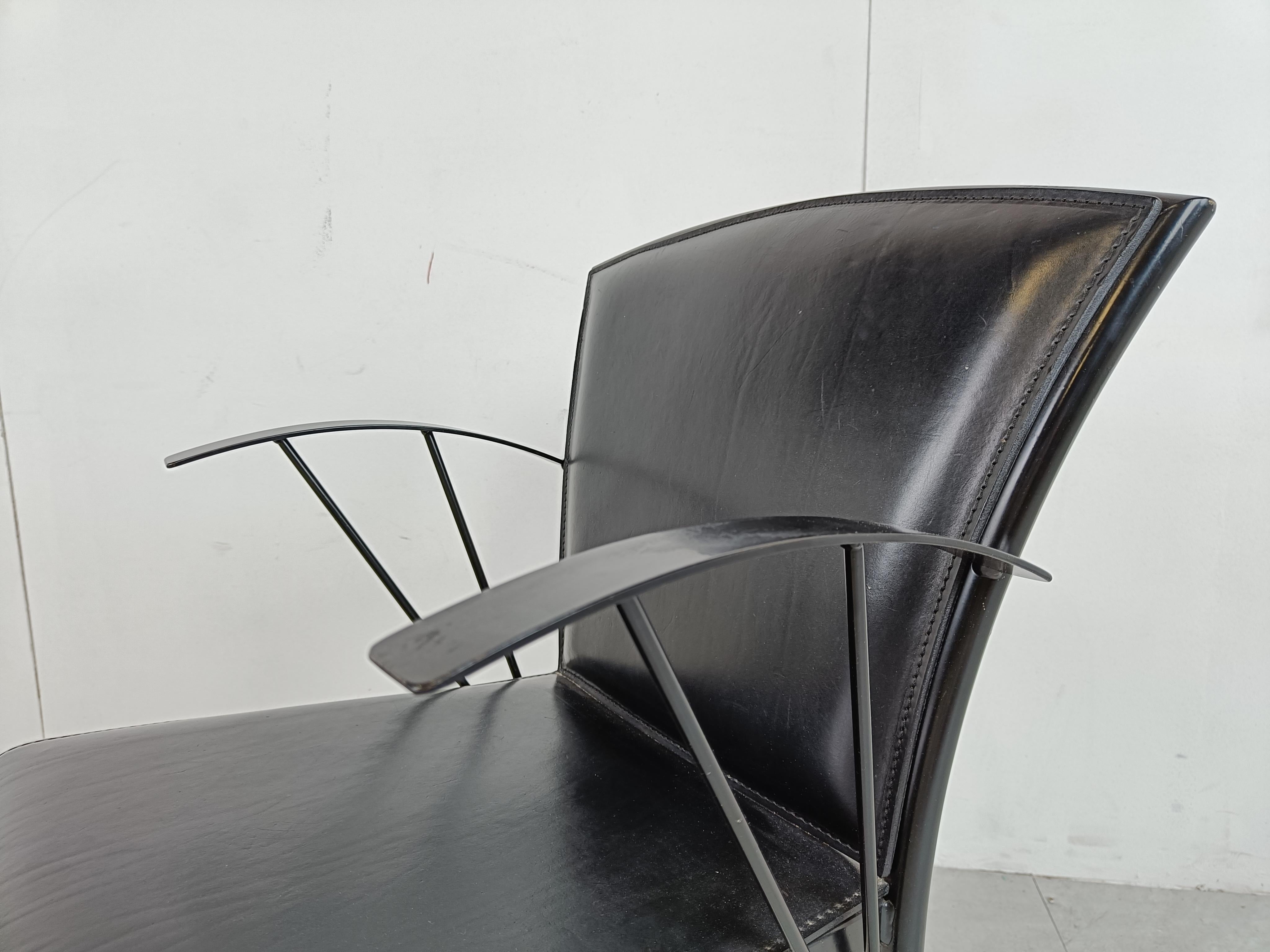 Vintage Black Leather Dining Chairs by Arrben, 1980s For Sale 5