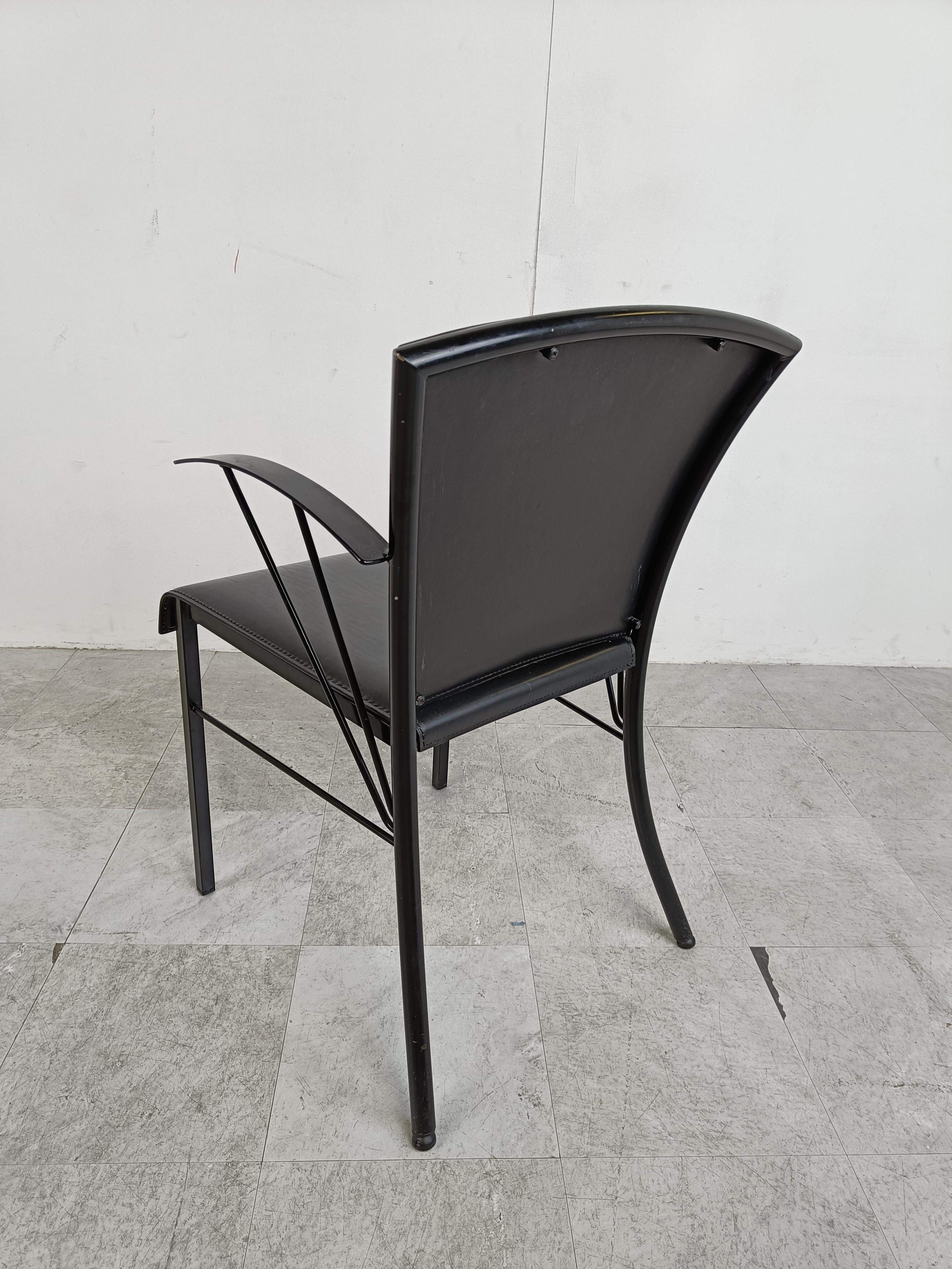 Vintage Black Leather Dining Chairs by Arrben, 1980s For Sale 6