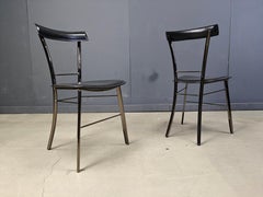 Vintage black leather dining chairs by Arrben Italy, 1980s - set of 4