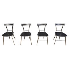 Vintage black leather dining chairs by Arrben Italy, 1980s - set of 4