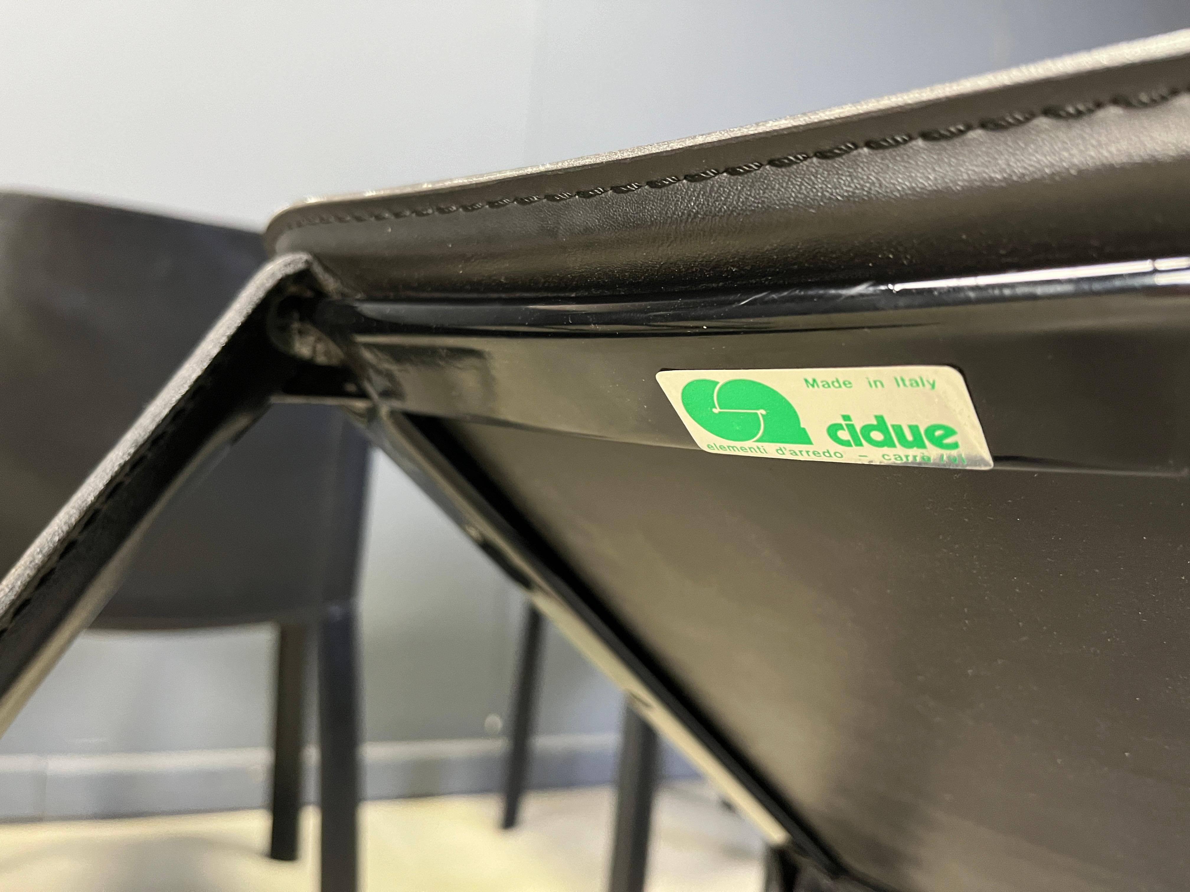 Vintage black leather dining chairs by Cidue, set of 6 - 1980s (Leder) im Angebot