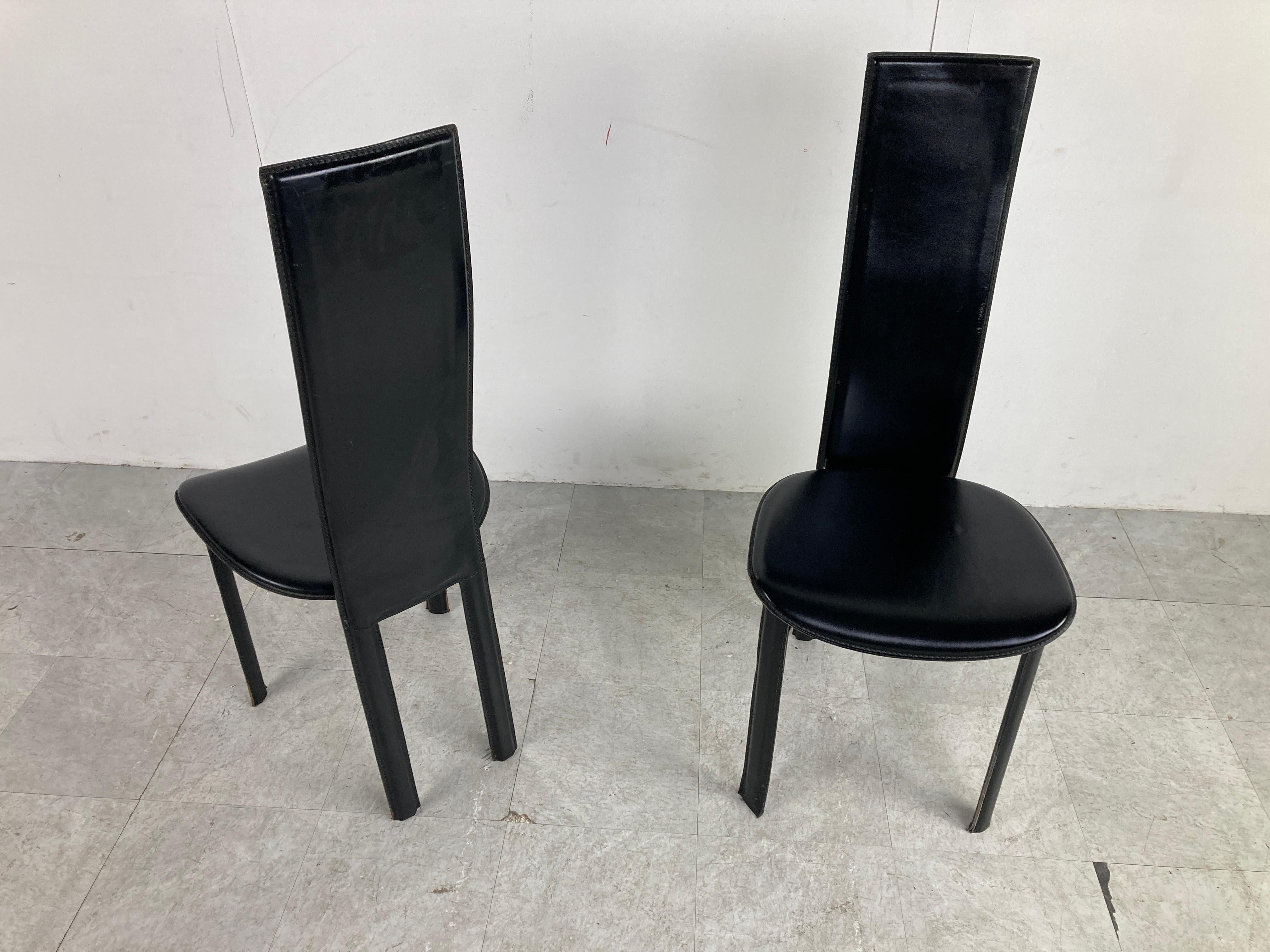 Vintage Black Leather Dining Chairs, Set of 4, 1980s 6