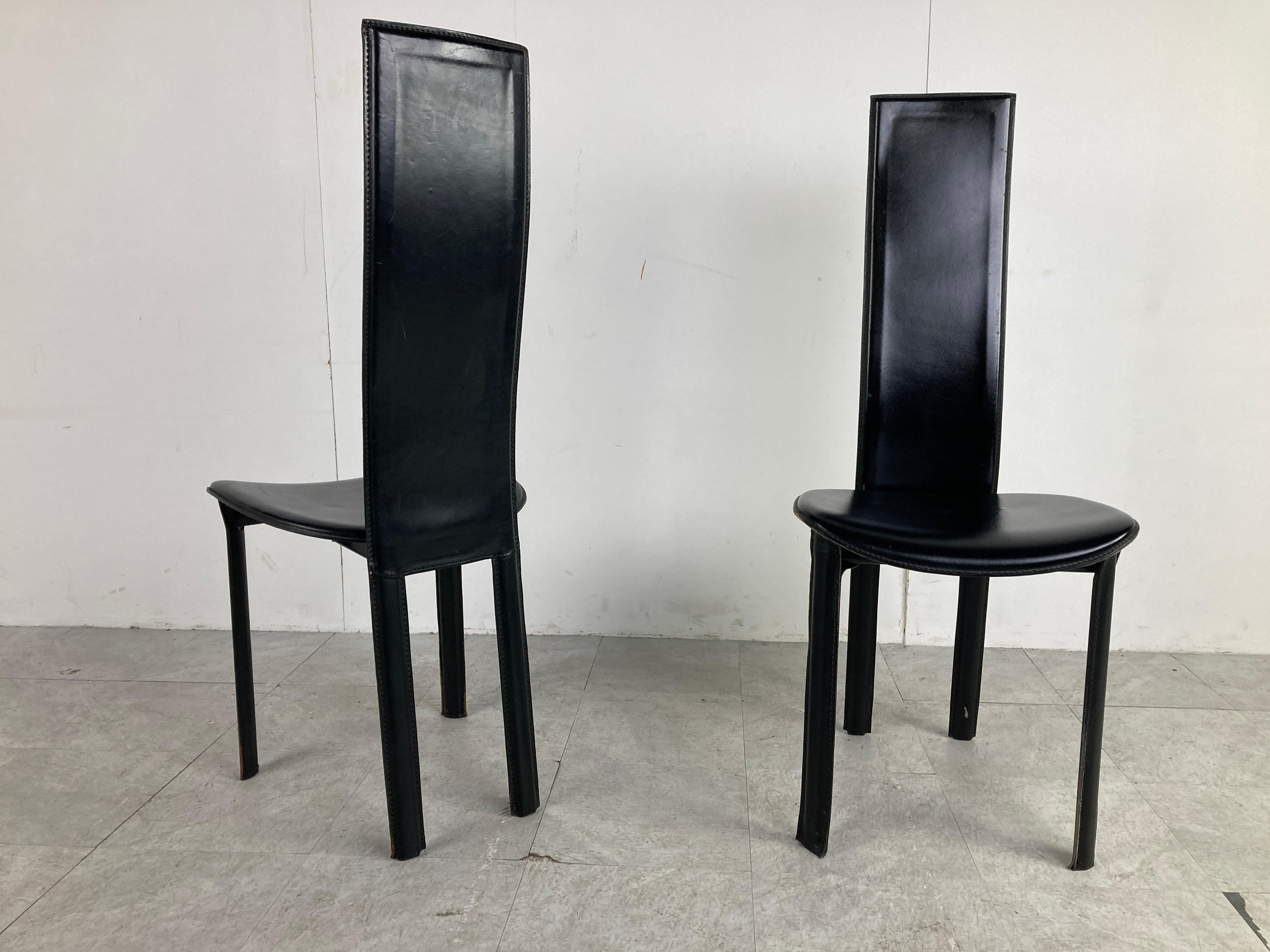 Vintage Black Leather Dining Chairs, Set of 4, 1980s 7