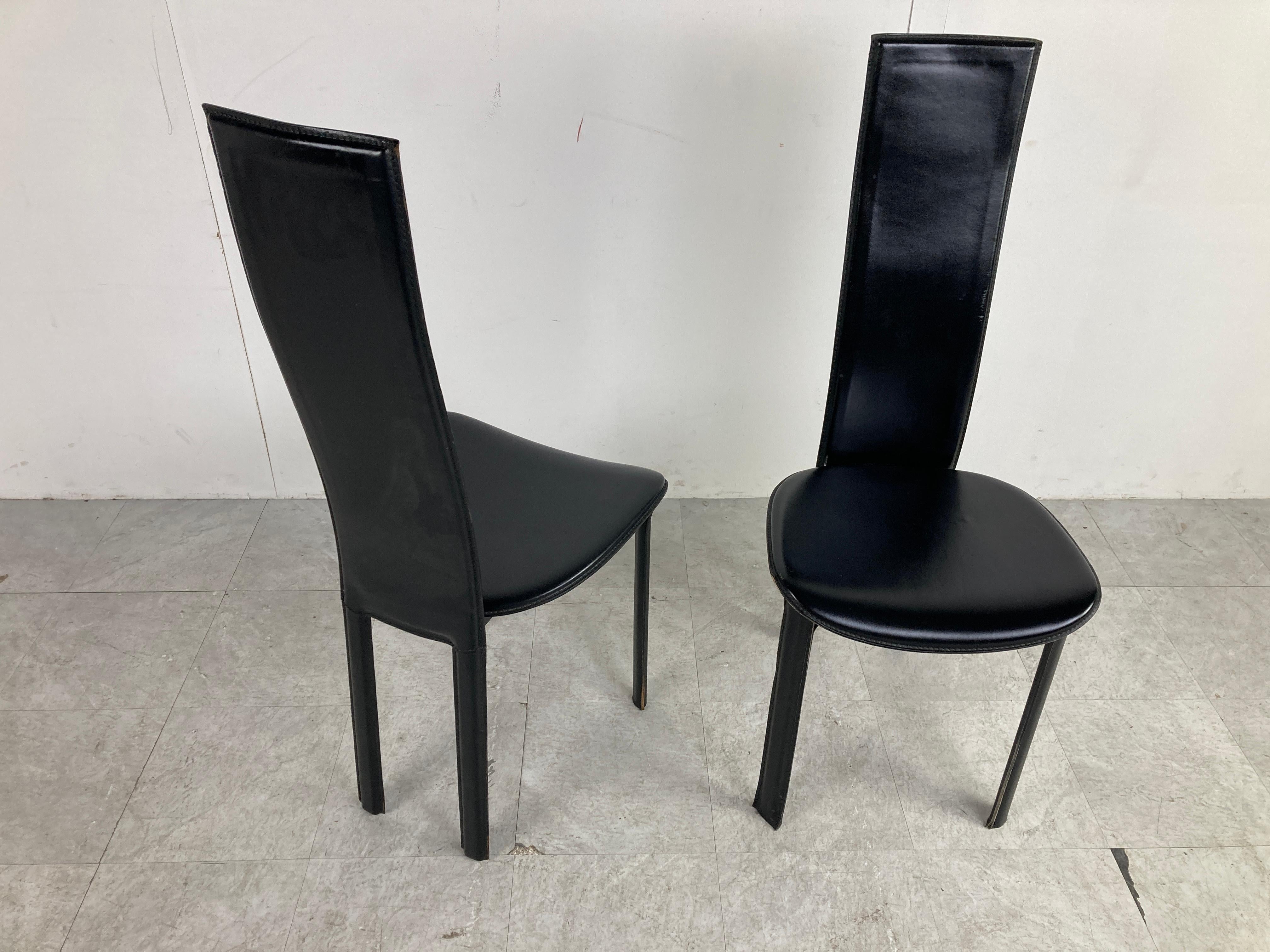 Vintage Black Leather Dining Chairs, Set of 4, 1980s 8