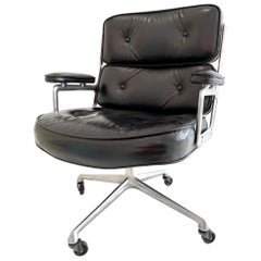 Vintage Black Leather Eames Time Life Chair