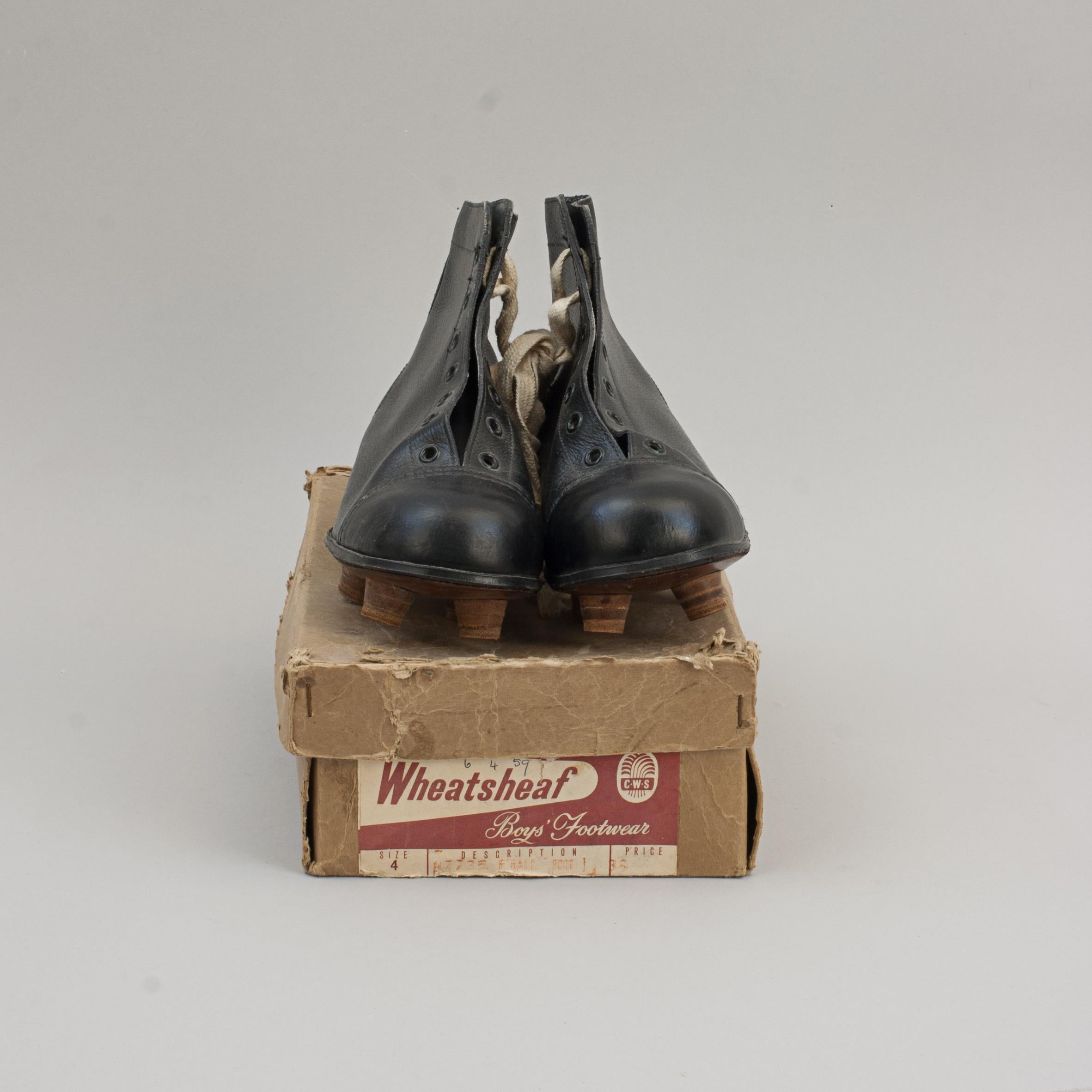 English Vintage Black Leather Football Boots
