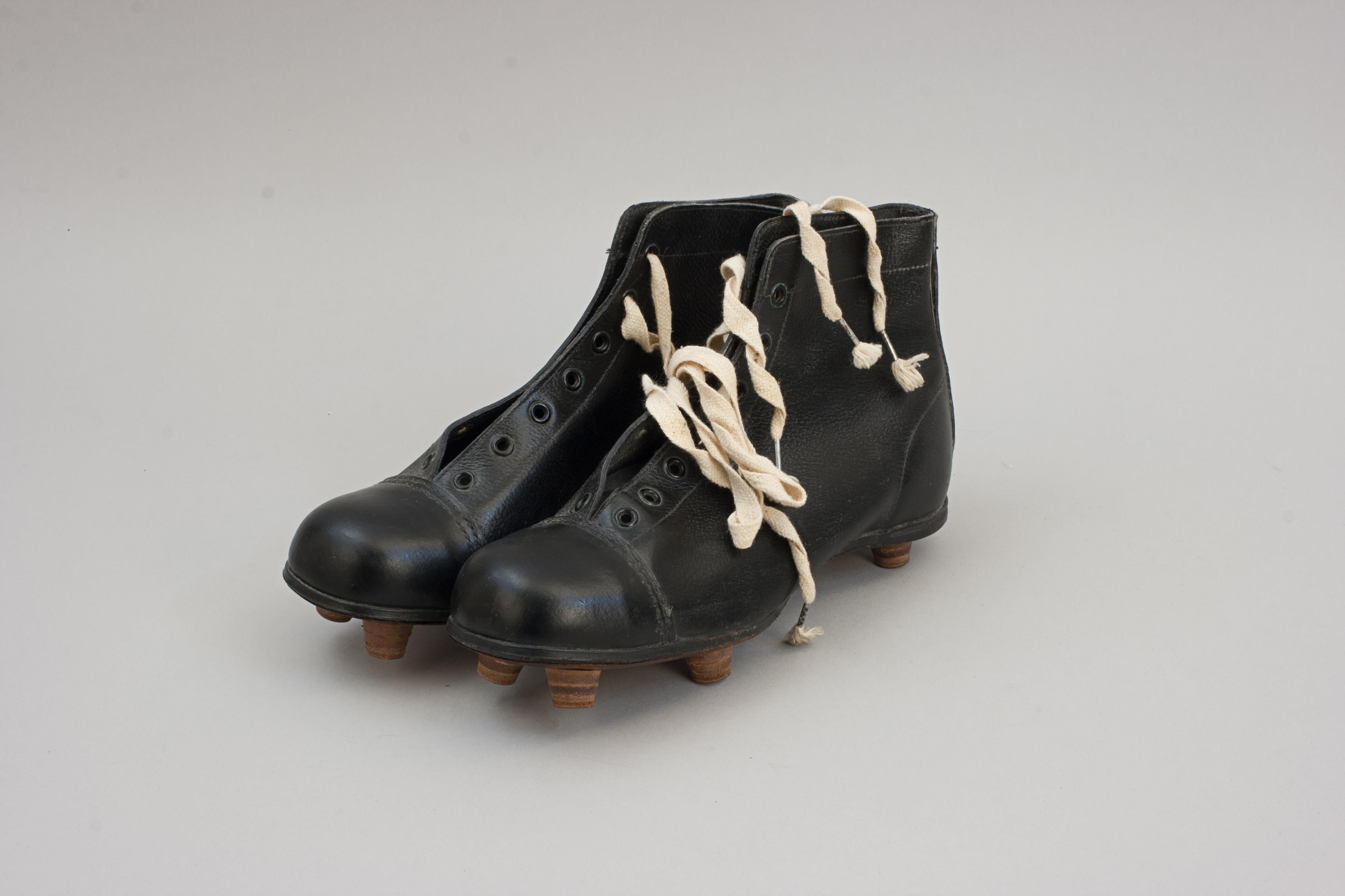 20th Century Vintage Black Leather Football Boots