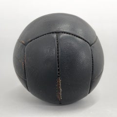 Vintage Black Leather Medicine Ball, 1930s