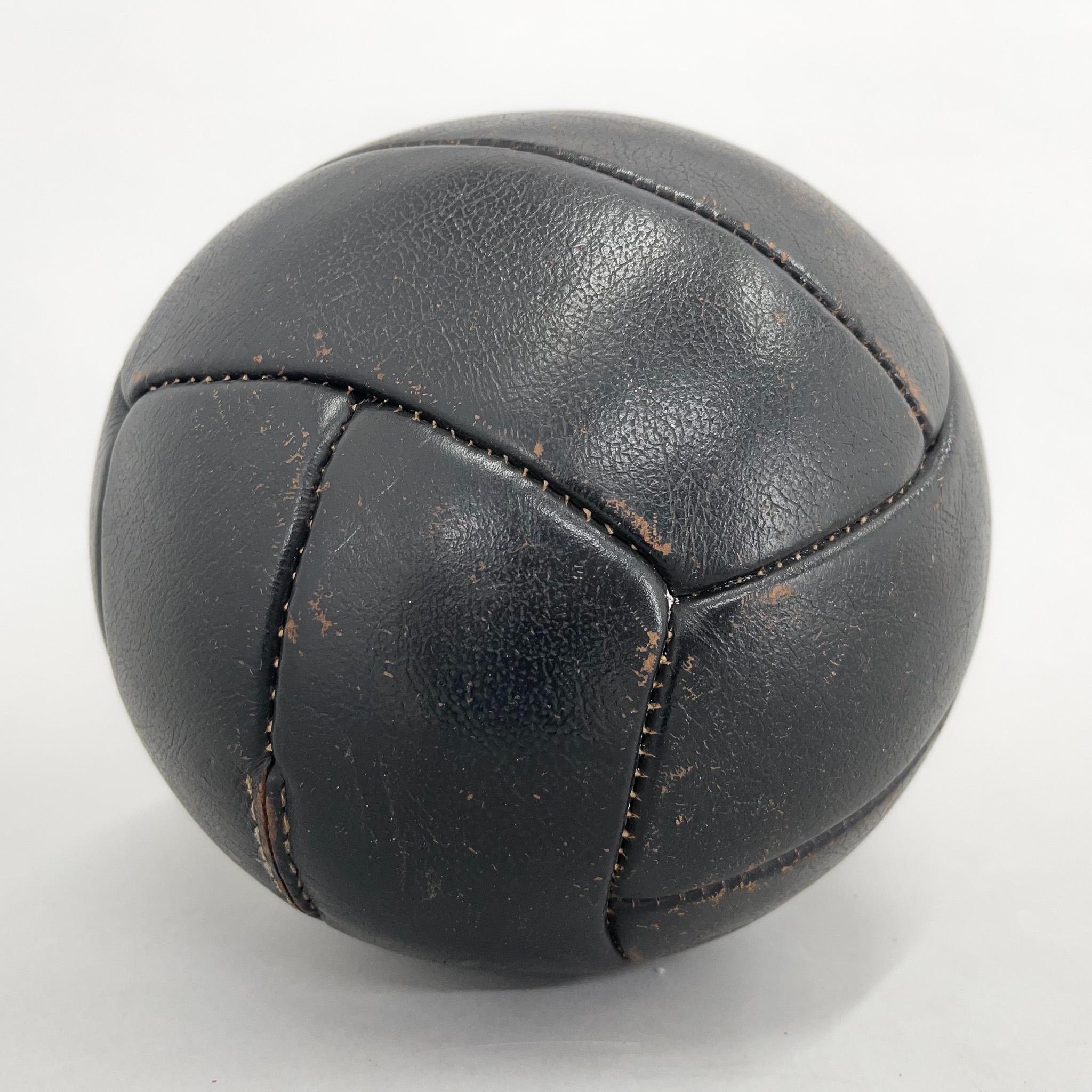 Czech Vintage Black Leather Medicine Ball, 1930s  For Sale