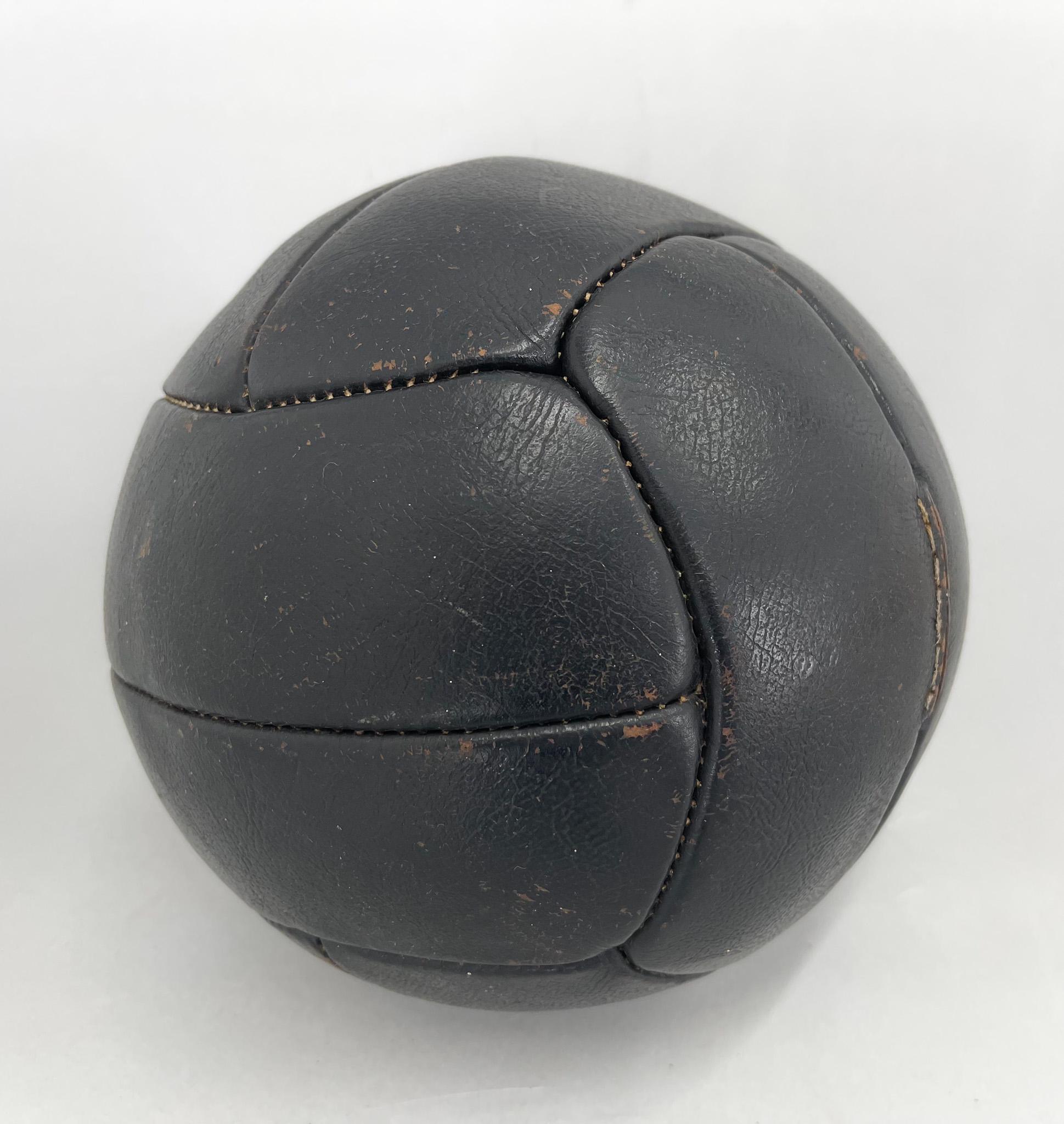 Vintage Black Leather Medicine Ball, 1930s  For Sale 1