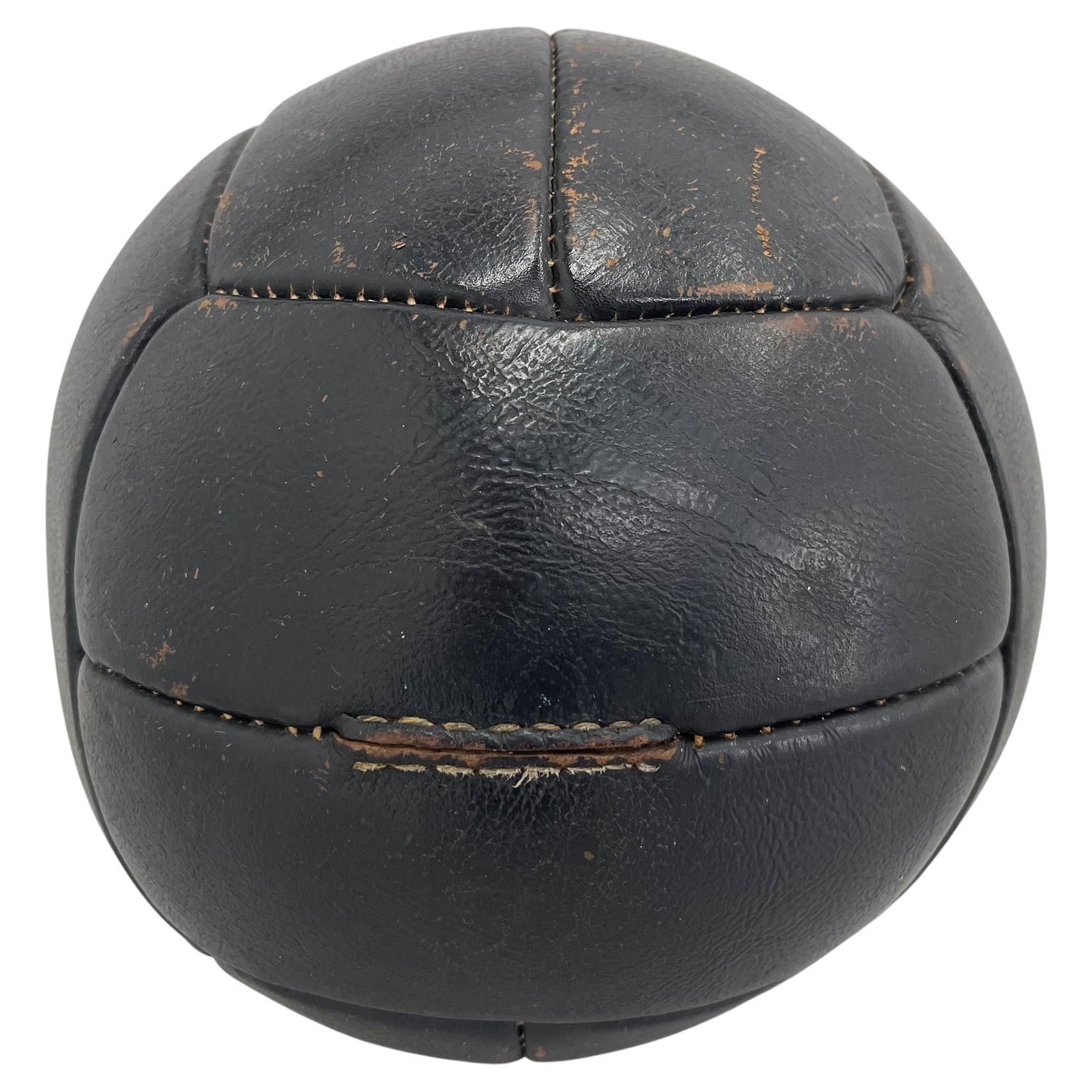 Ballon de médecine vintage en cuir noir, années 1930 