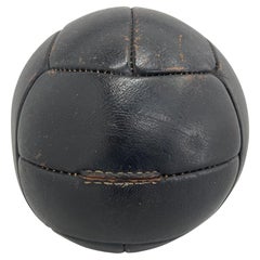 Vintage Black Leather Medicine Ball, 1930s 