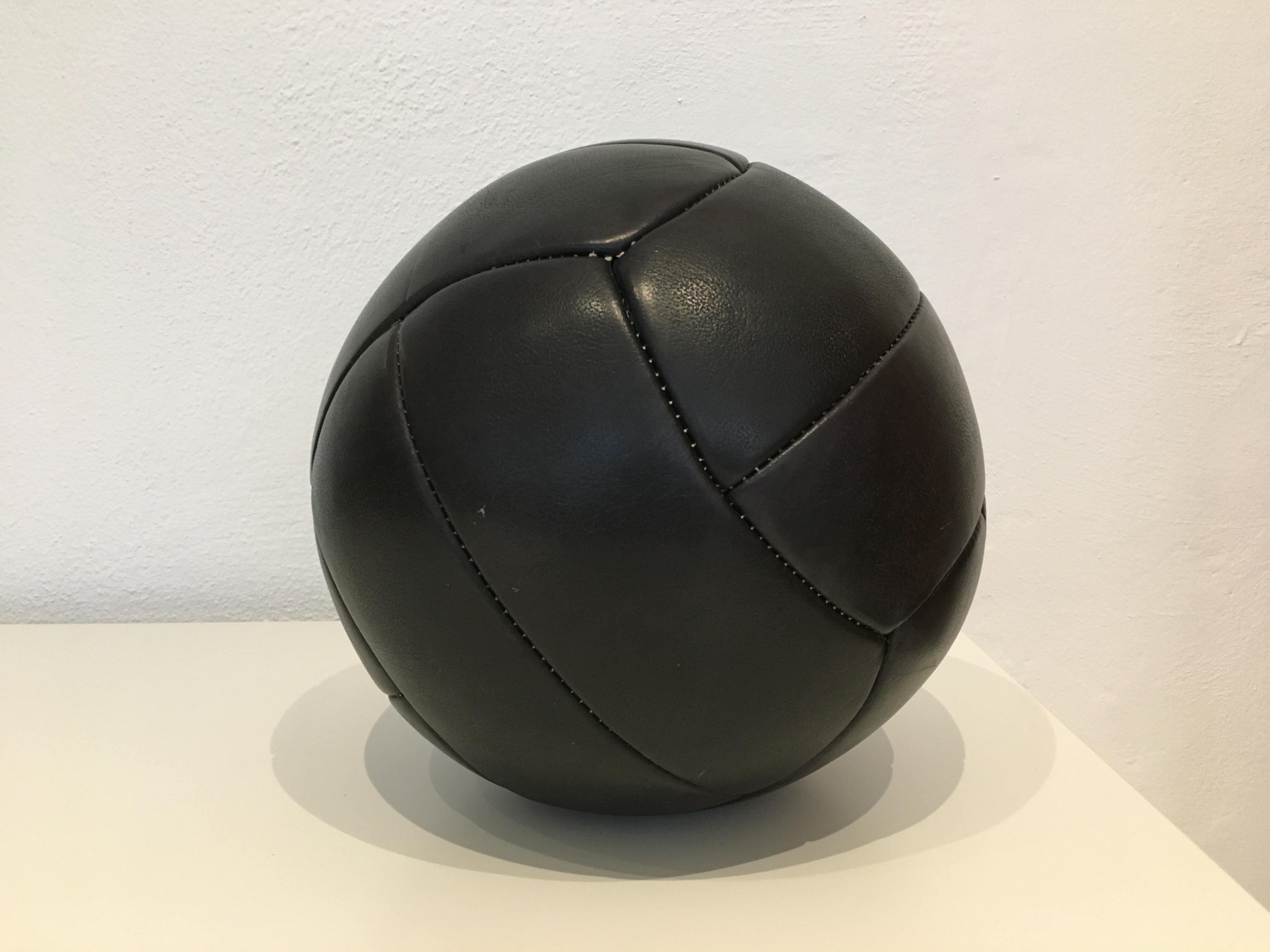 20th Century Vintage Black Leather Medicine Ball, 3kg, 1930s For Sale