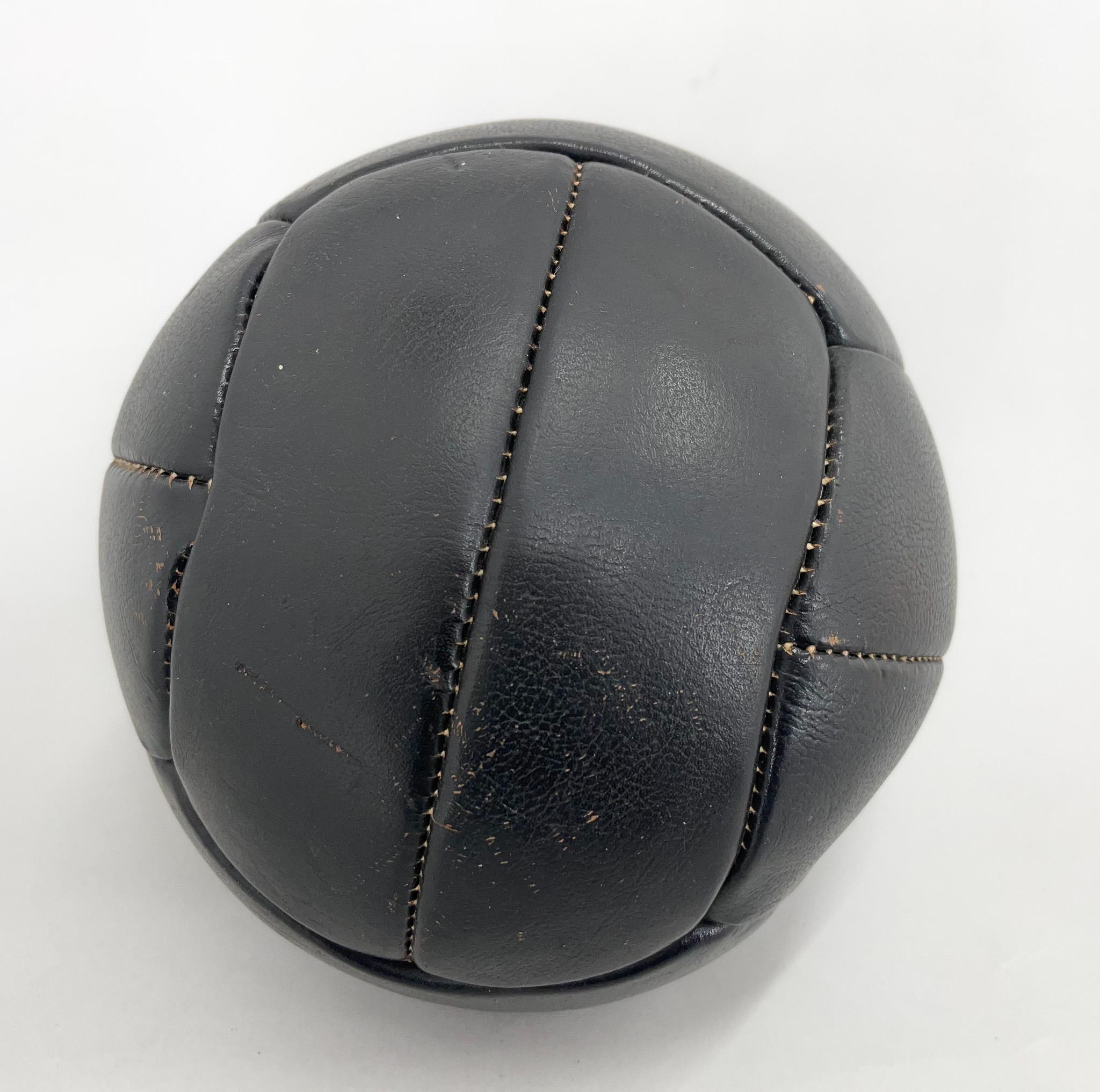 20th Century Vintage Black Leather Medicine Ball by Gala, 1930s  For Sale