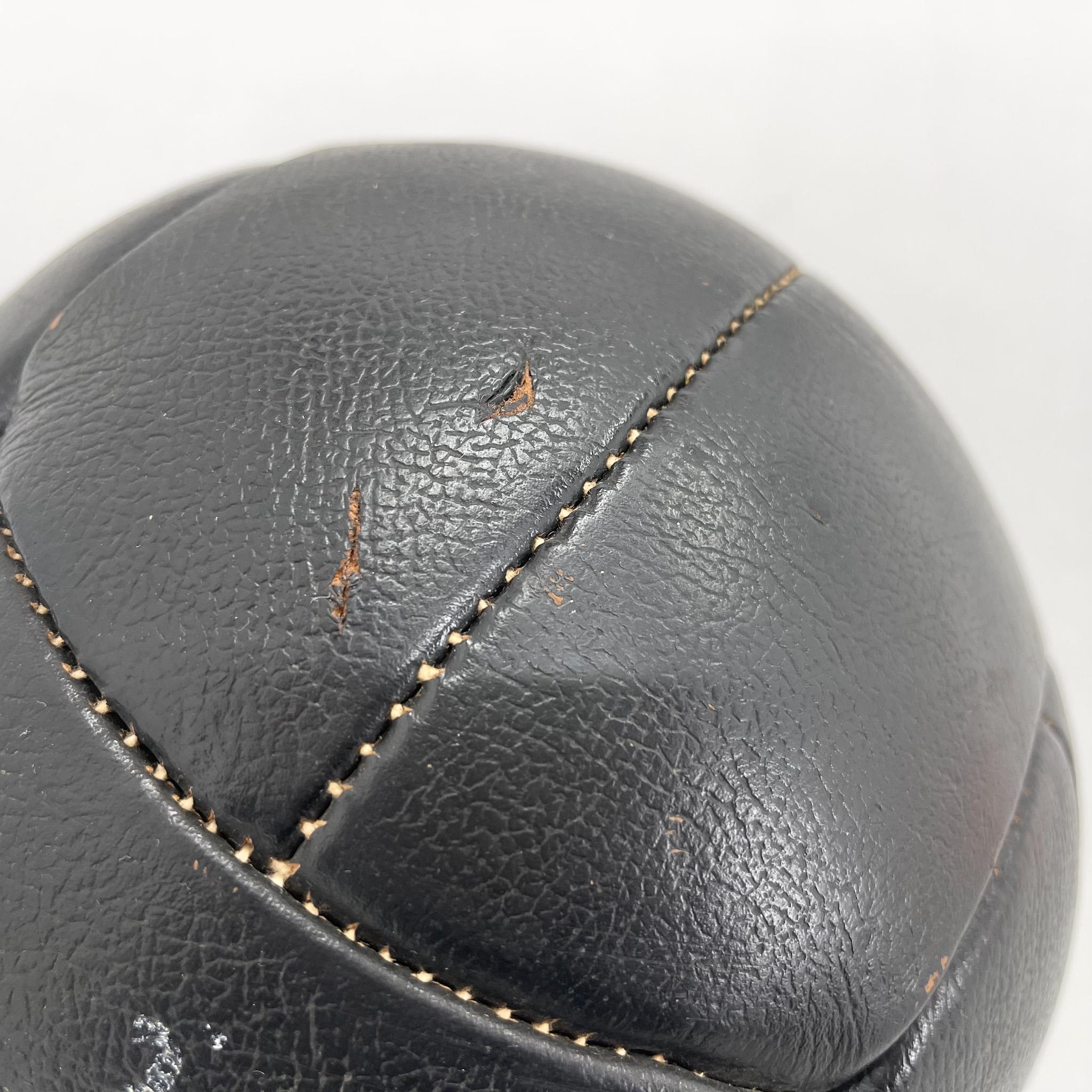 Vintage Black Leather Medicine Ball by Gala, 1930s  For Sale 1