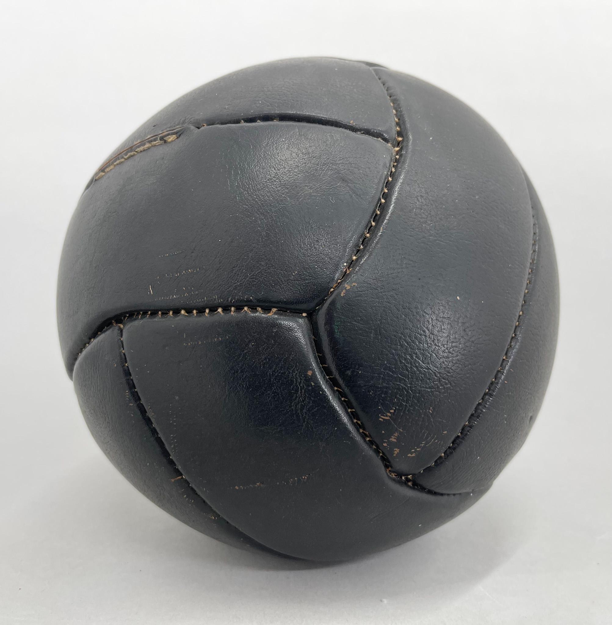 Vintage Black Leather Medicine Ball by Gala, 1930s  For Sale 2