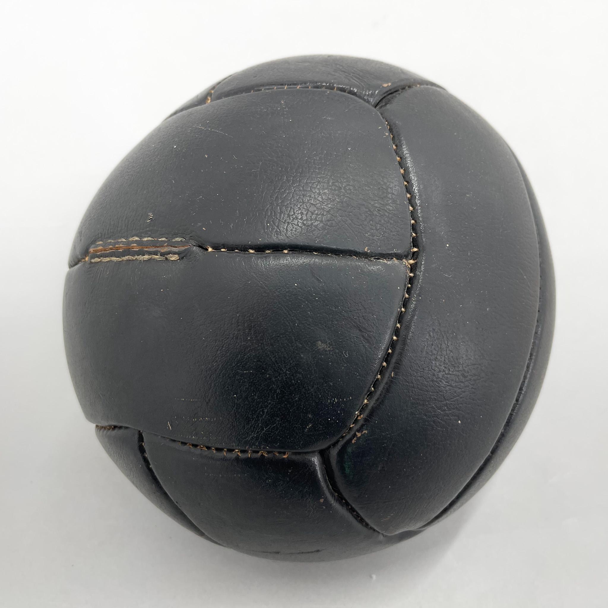 Vintage Black Leather Medicine Ball by Gala, 1930s  For Sale 3
