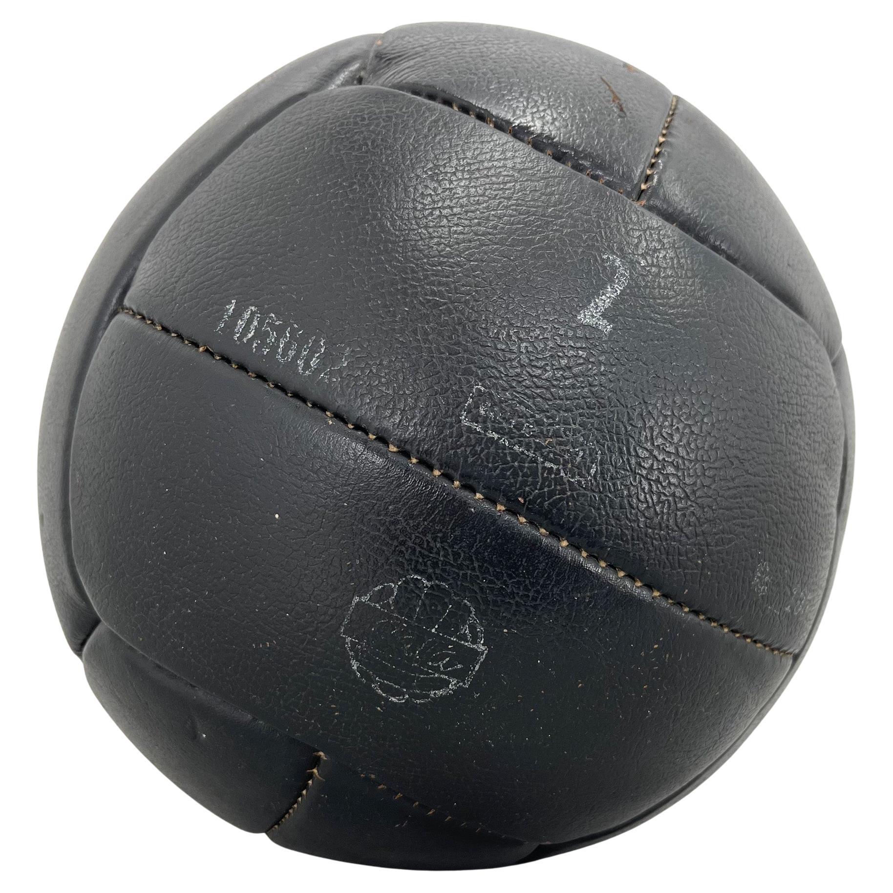 Vintage Black Leather Medicine Ball by Gala, 1930s  For Sale