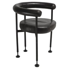 Vintage Black Leather Side Chair