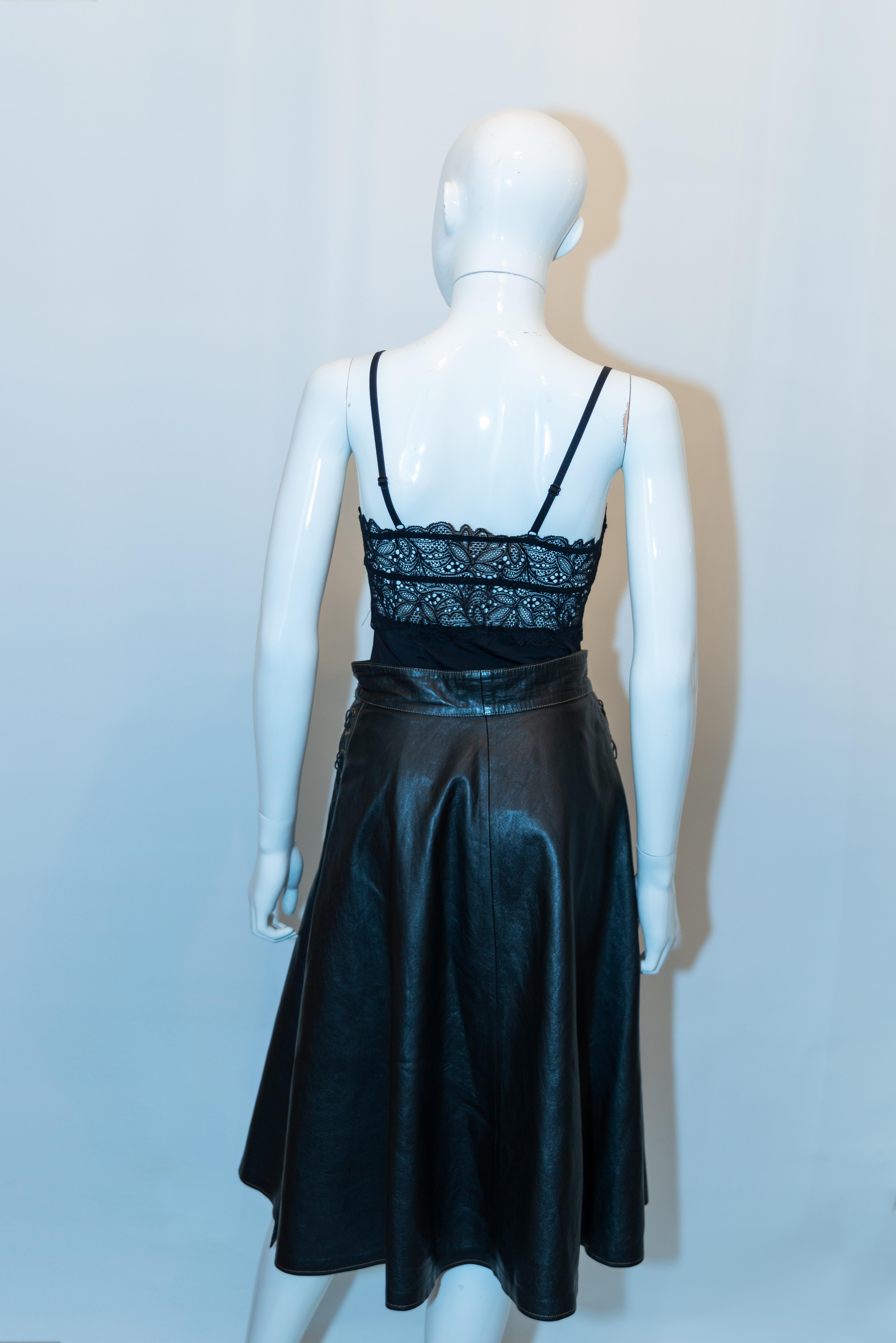 Vintage Black Leather Skirt by Larry Long In Good Condition In London, GB