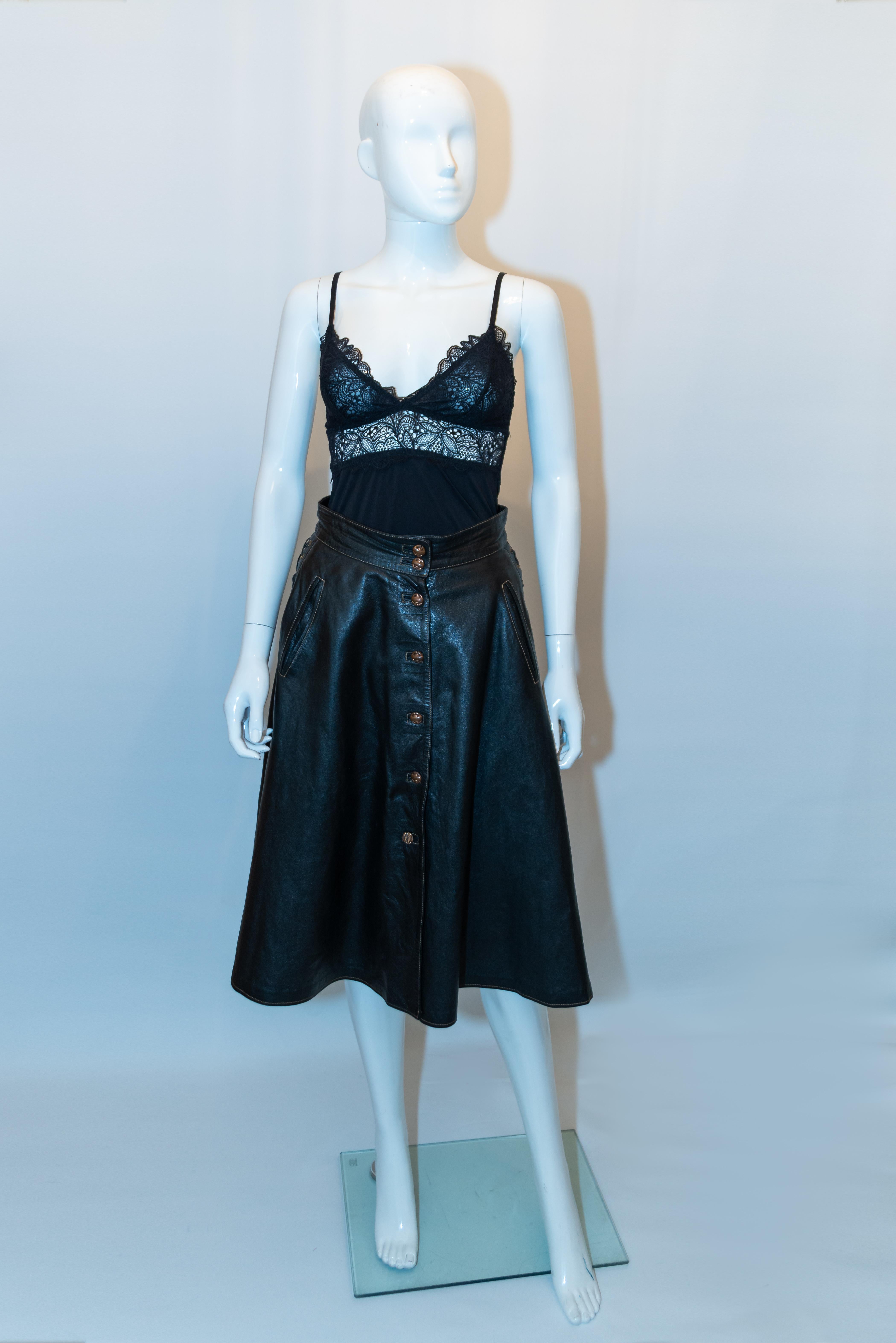 Vintage Black Leather Skirt by Larry Long 3