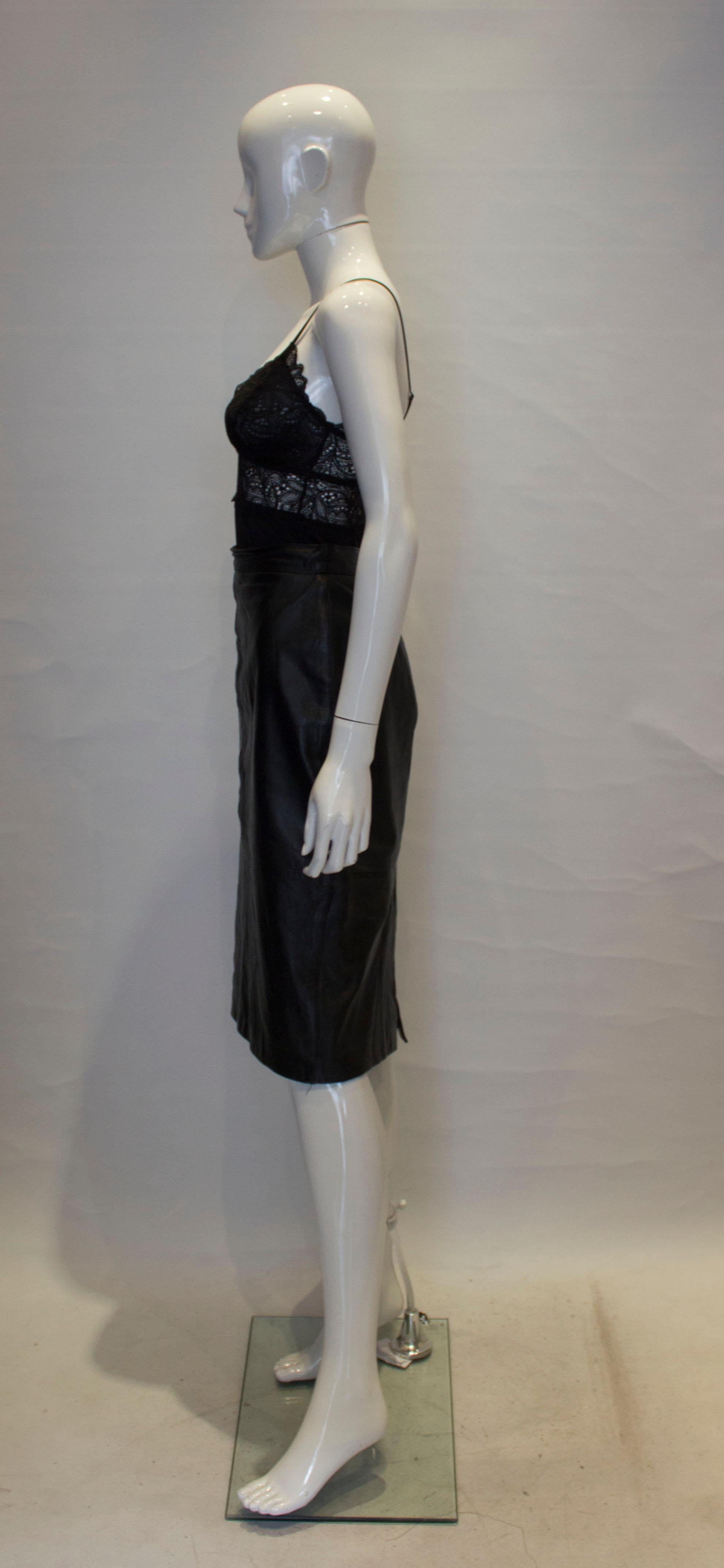 Vintage Black Leather Skirt For Sale 1