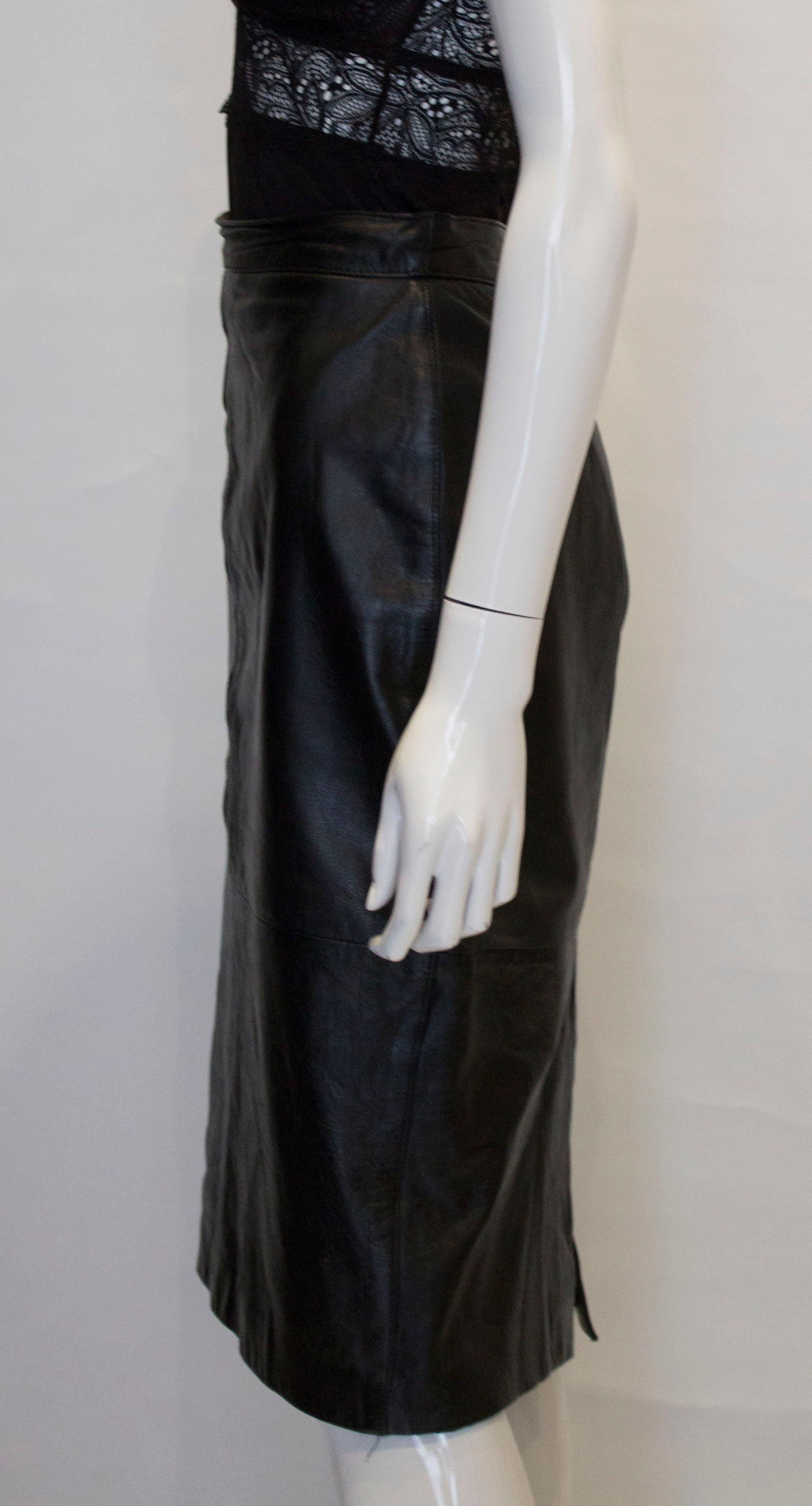 Vintage Black Leather Skirt For Sale 2
