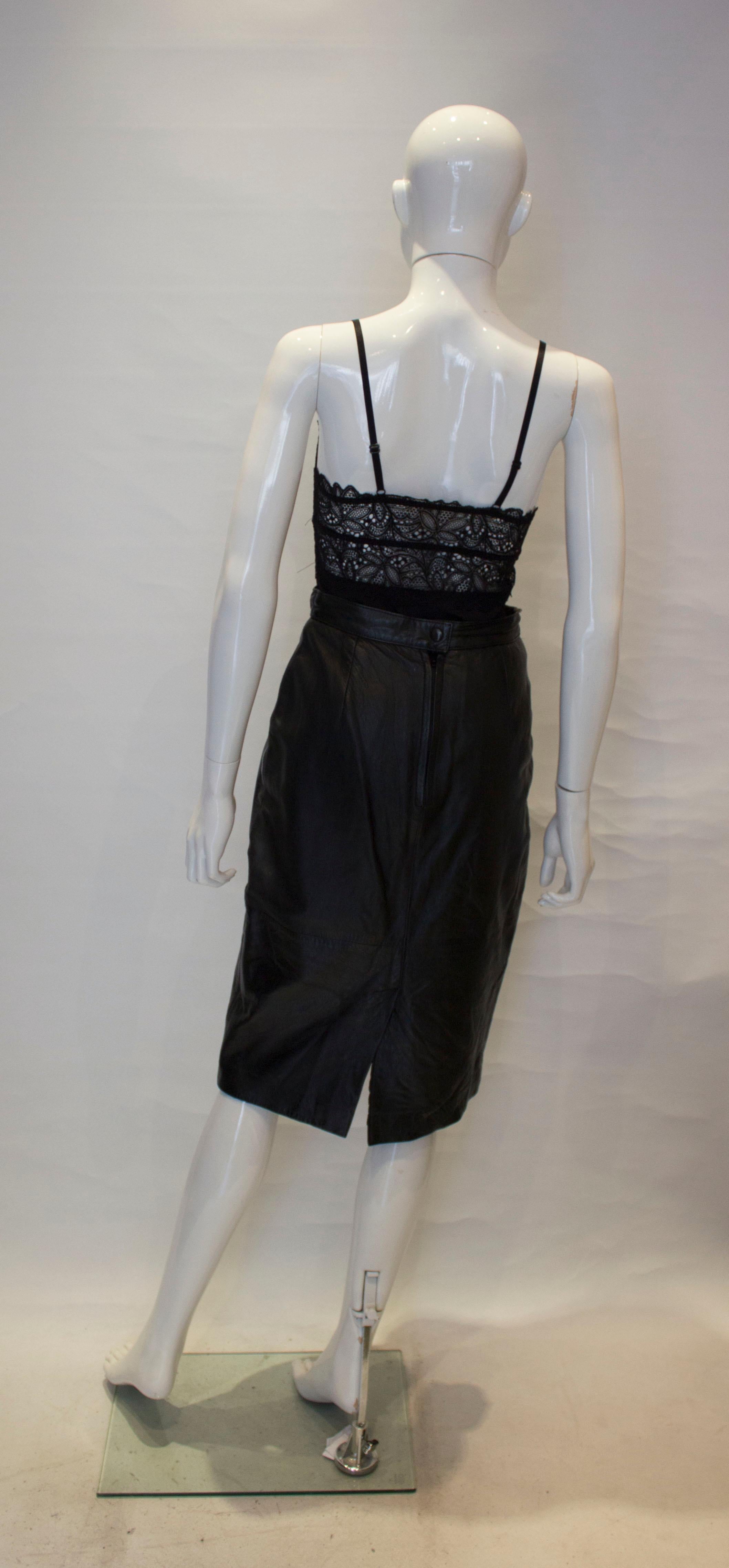 Vintage Black Leather Skirt For Sale 3