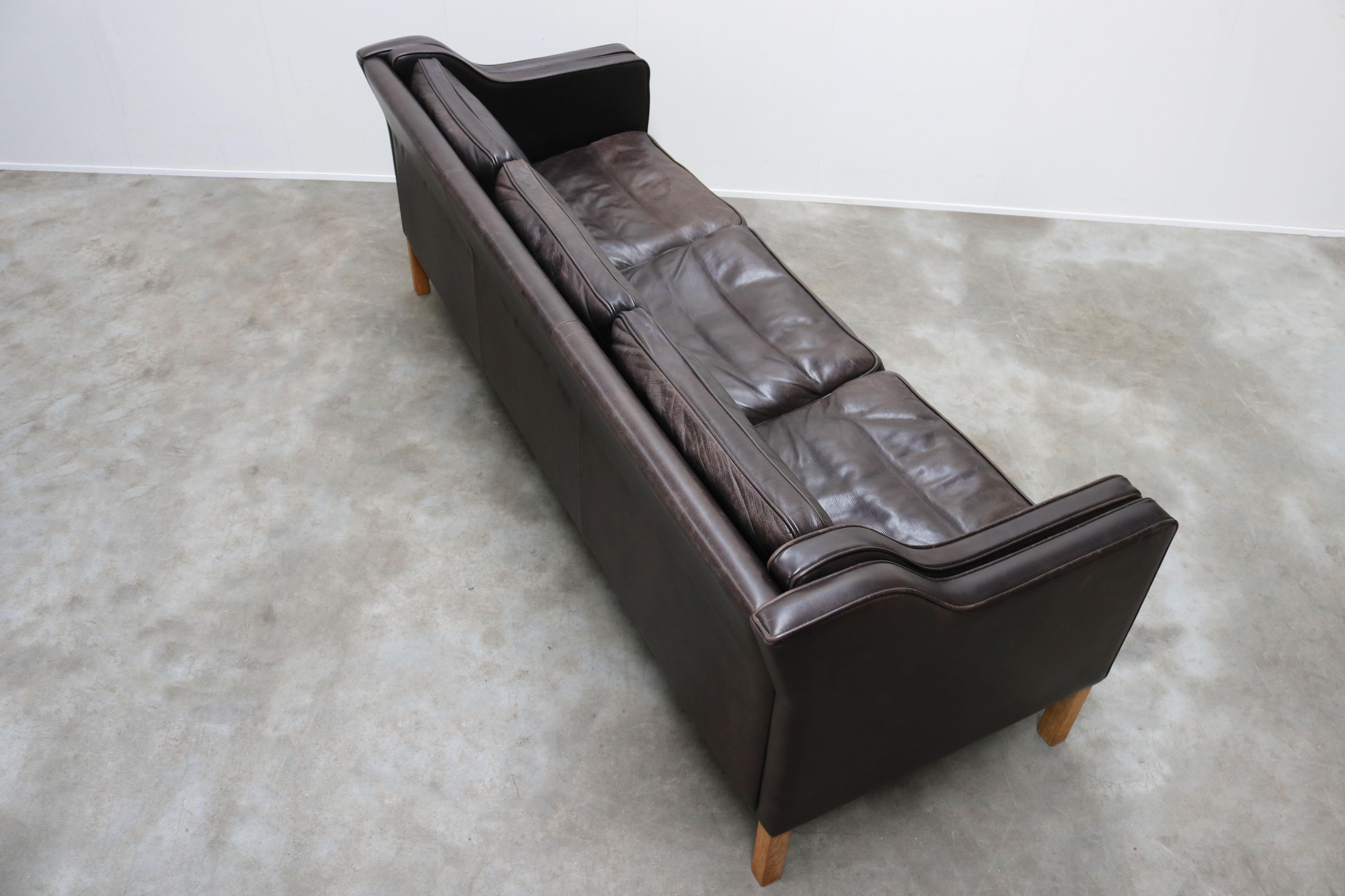 Vintage Black Leather Sofa 2213 by Børge Mogensen for Fredericia 1960 Three-Seat 5