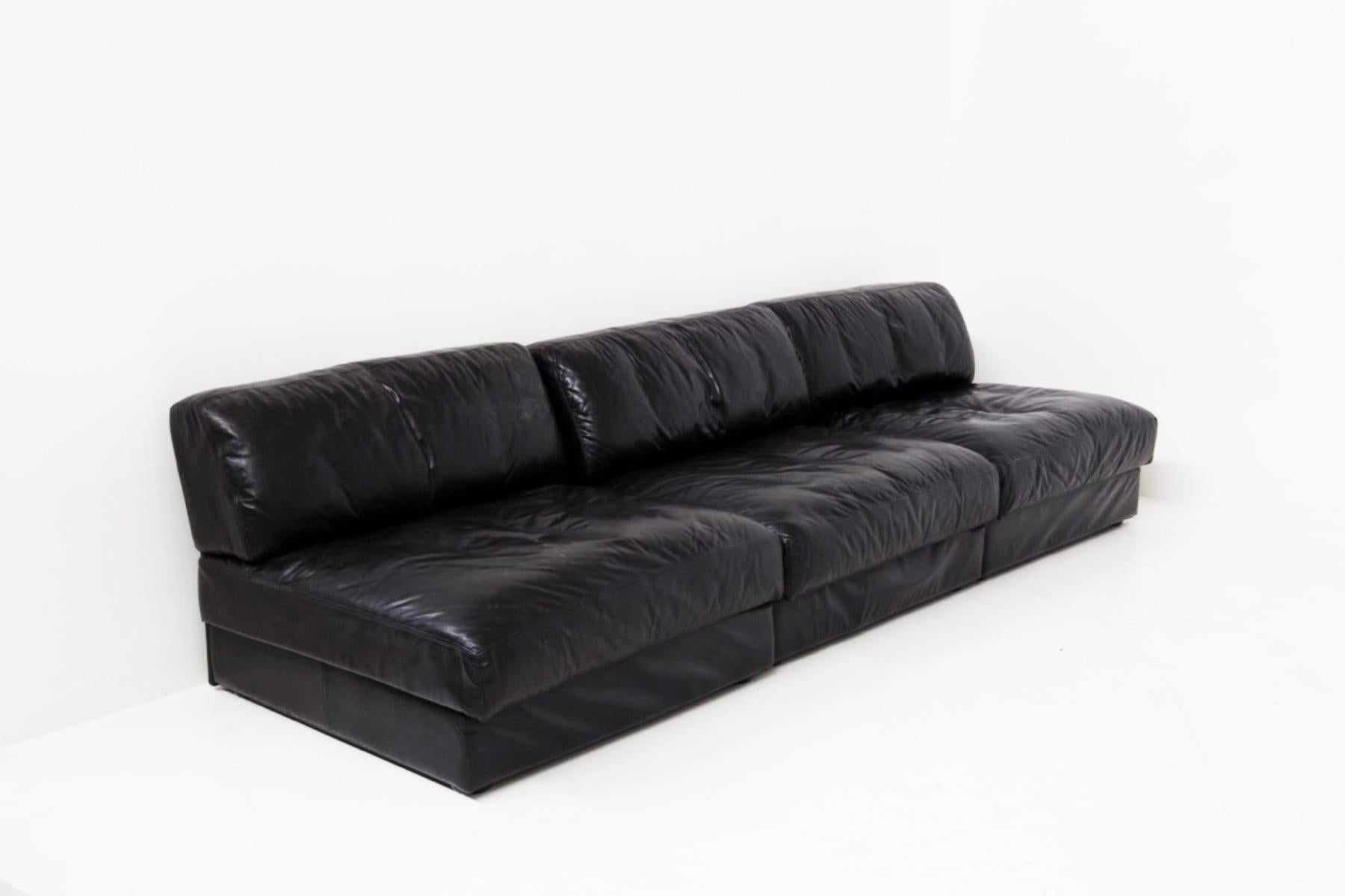 Vintage Black Leather Sofa Ds76 Sofart 10