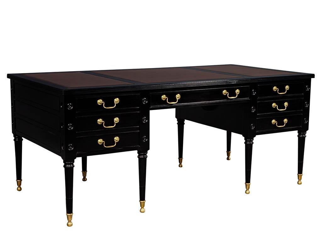 Vintage Black Leather Top Desk by Councill 2