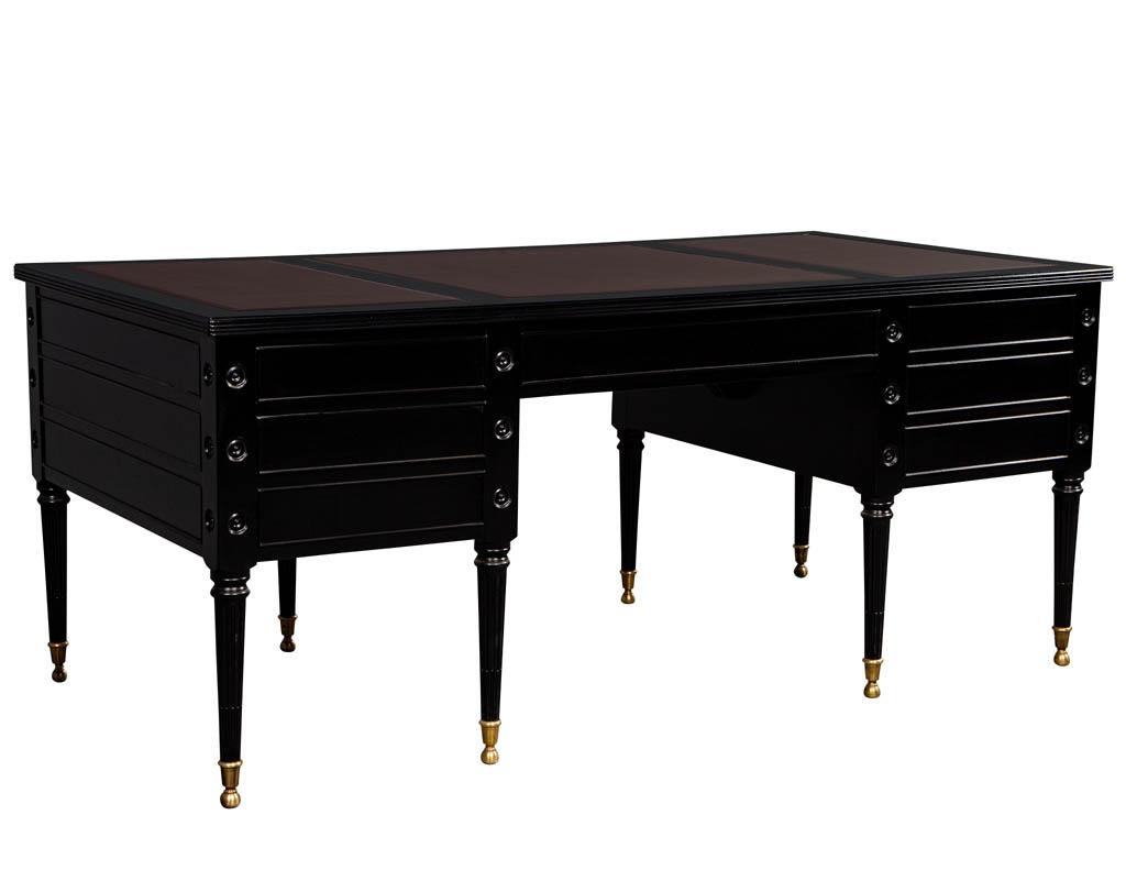 Vintage Black Leather Top Desk by Councill 3