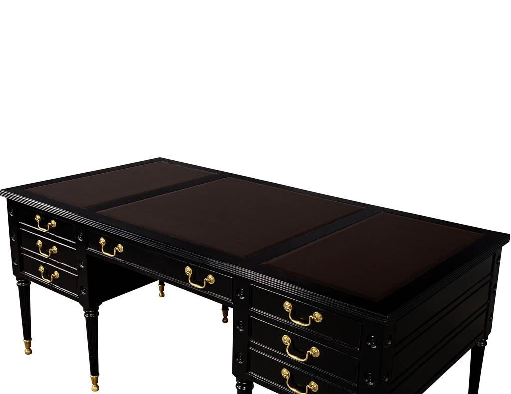 Modern Vintage Black Leather Top Desk by Councill